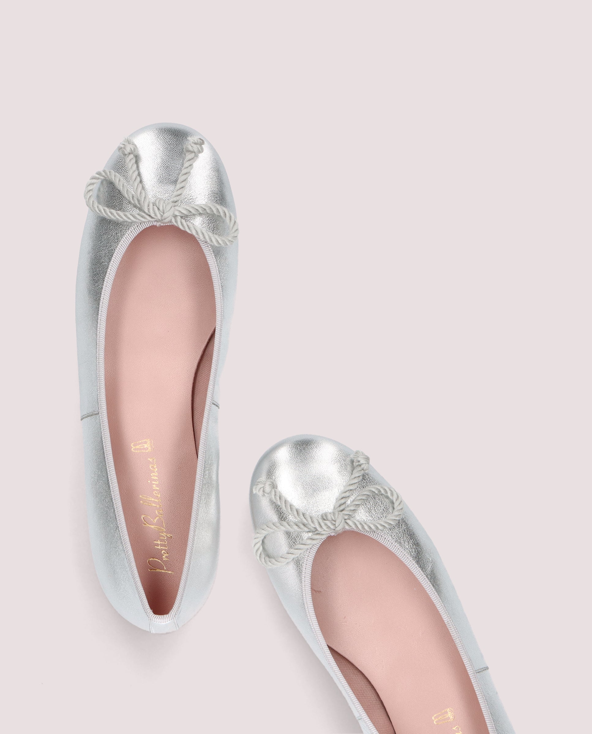 Silver Rosario Ballet Flats Metallic Leather