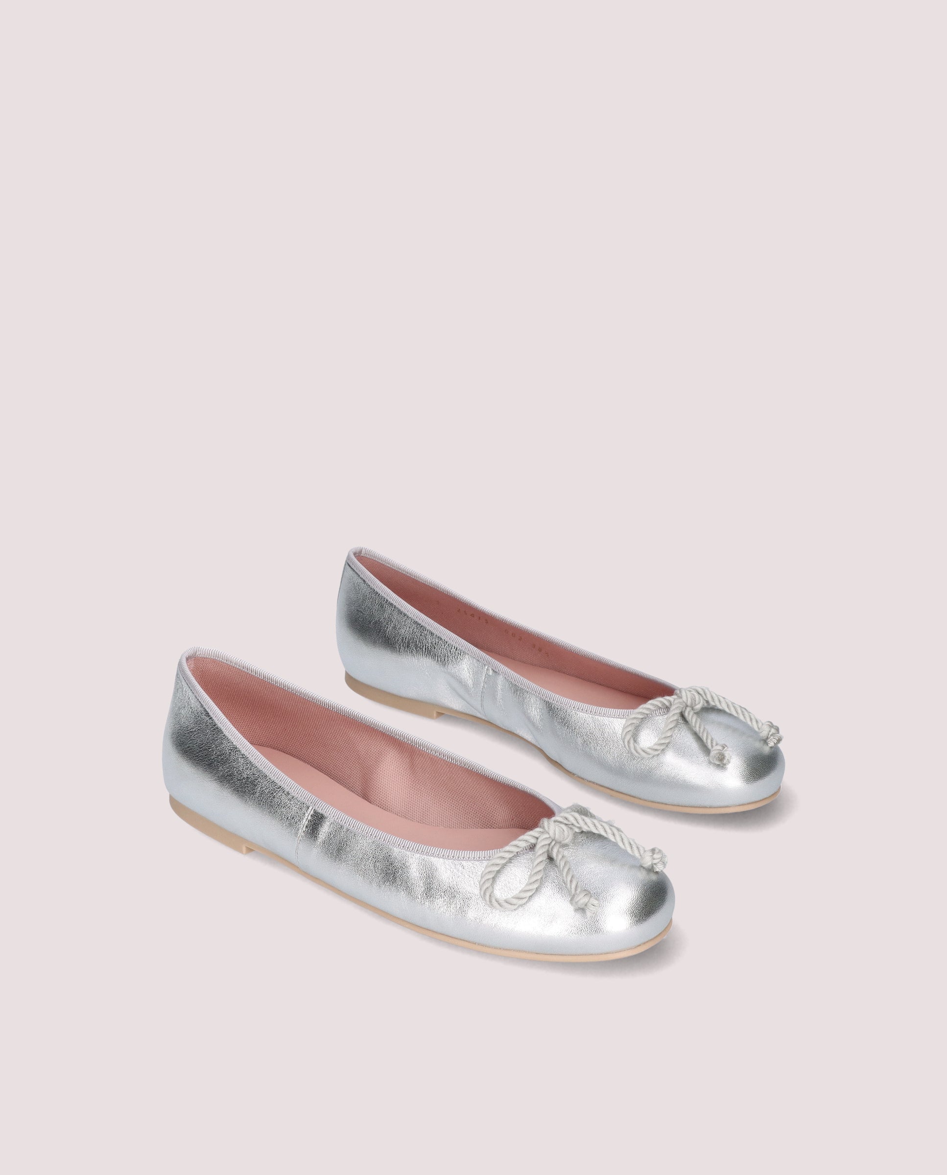 Silver Rosario Ballet Flats Metallic Leather