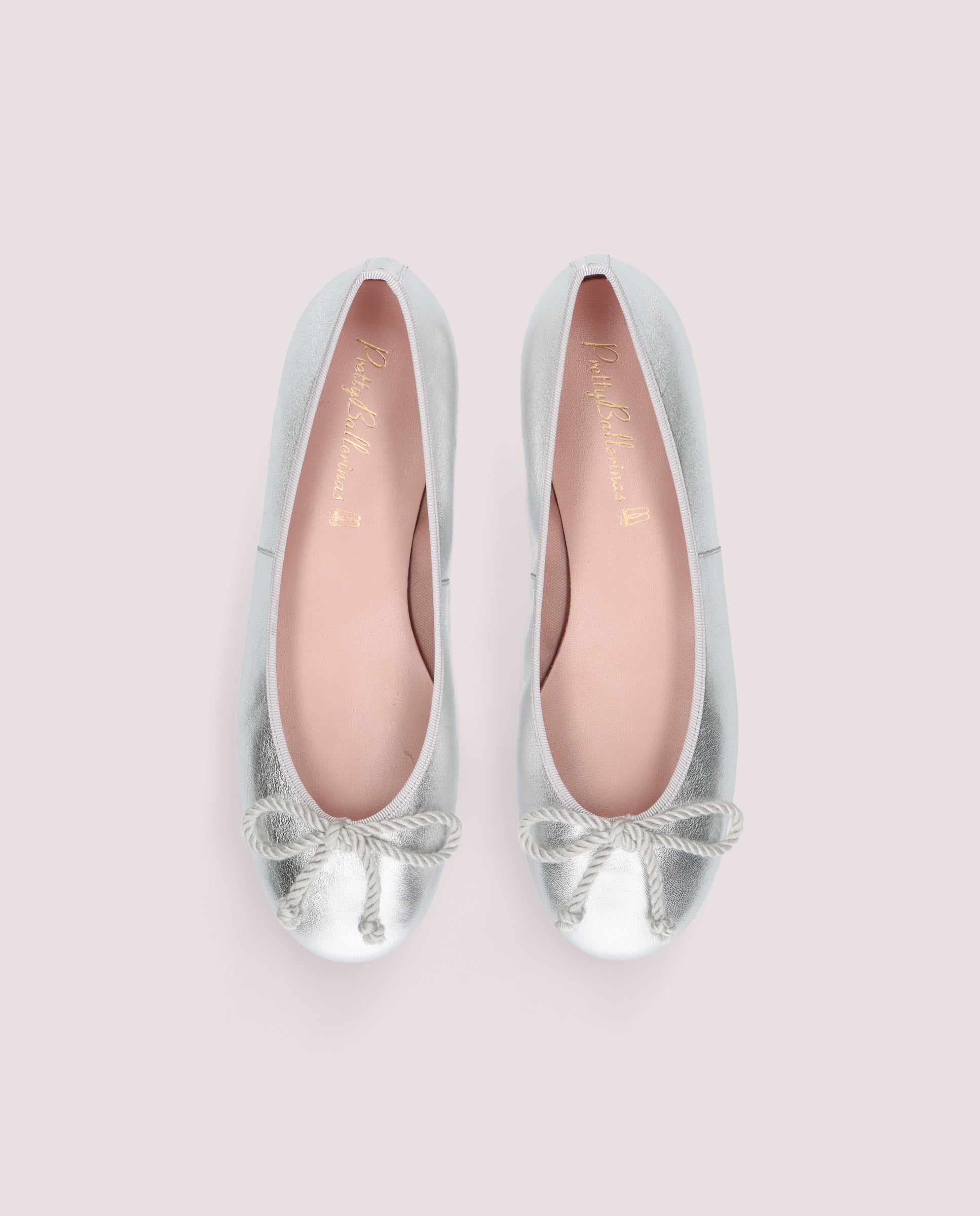 Silver Rosario Ballet Flats Metallic Leather