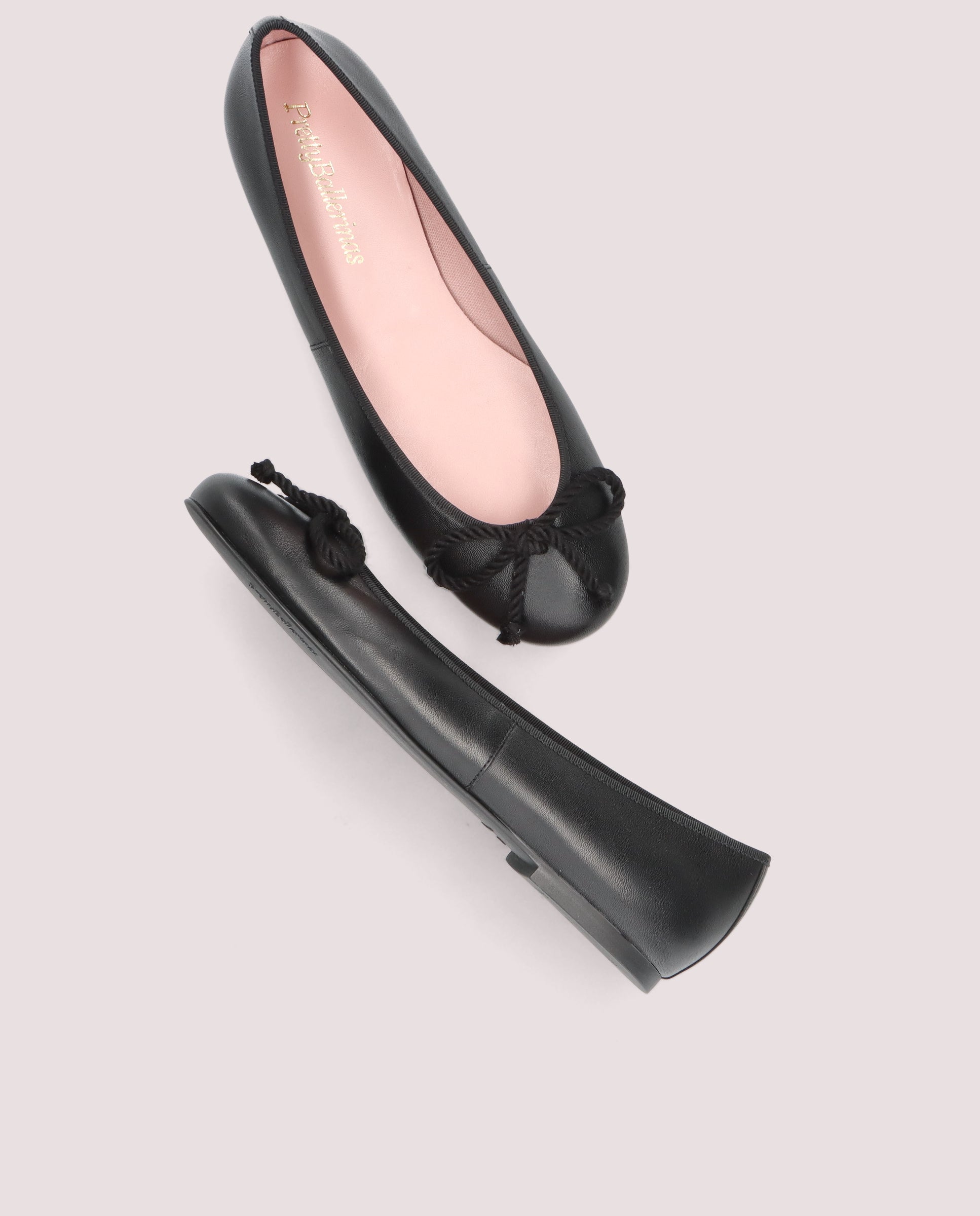 Rosario Black Leather Ballet Flats