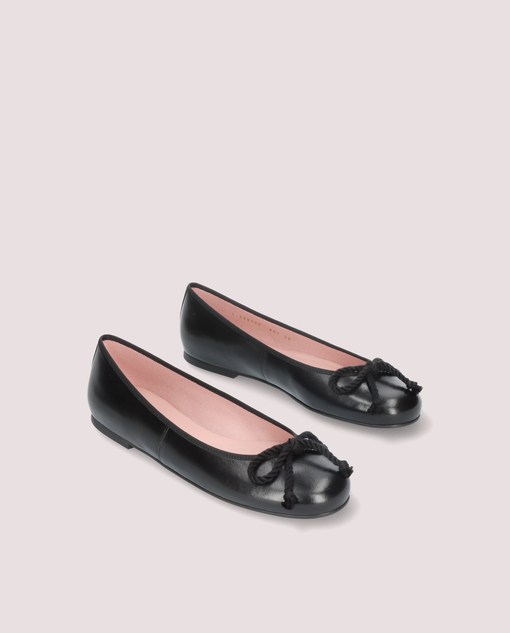Rosario Black Leather Ballet Flats