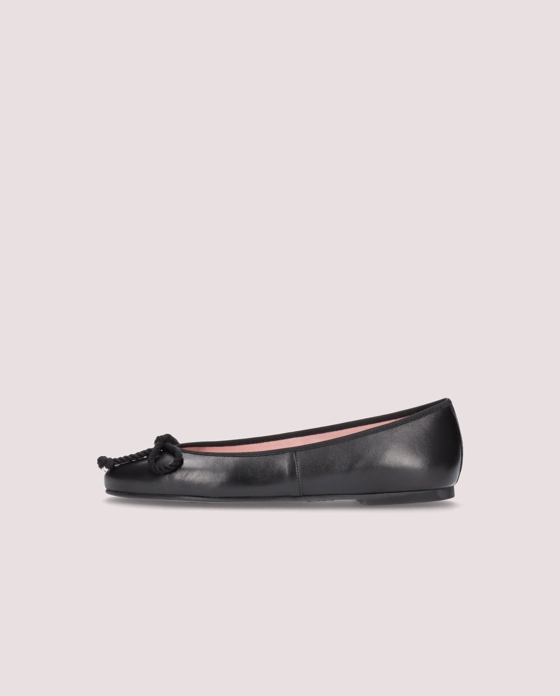 Rosario Black Leather Ballet Flats