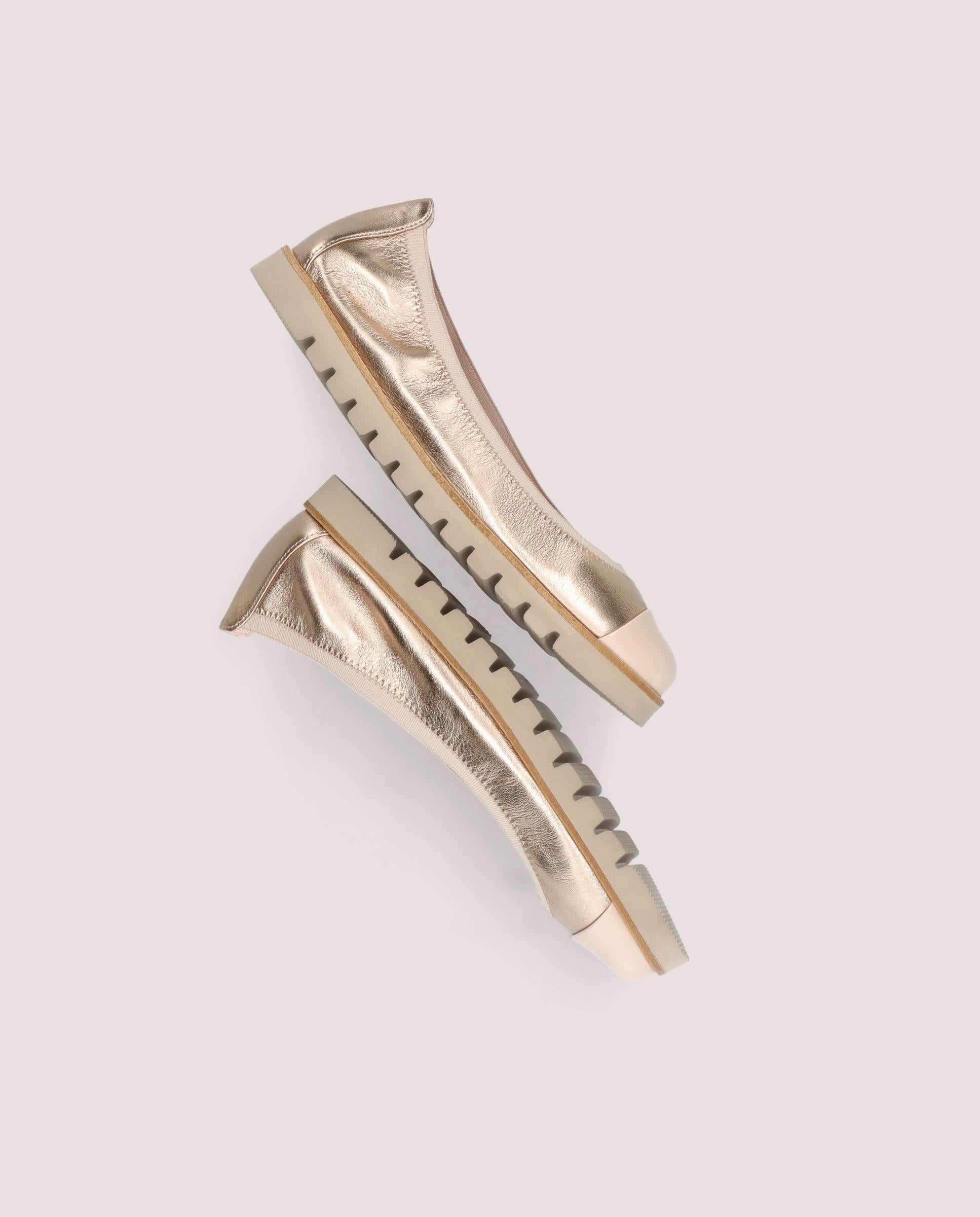 Rosario Gold Ballerinas Metallic Leather