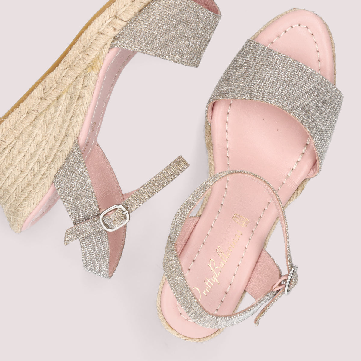 Deborah Silver Woven Esparto Espadrilles