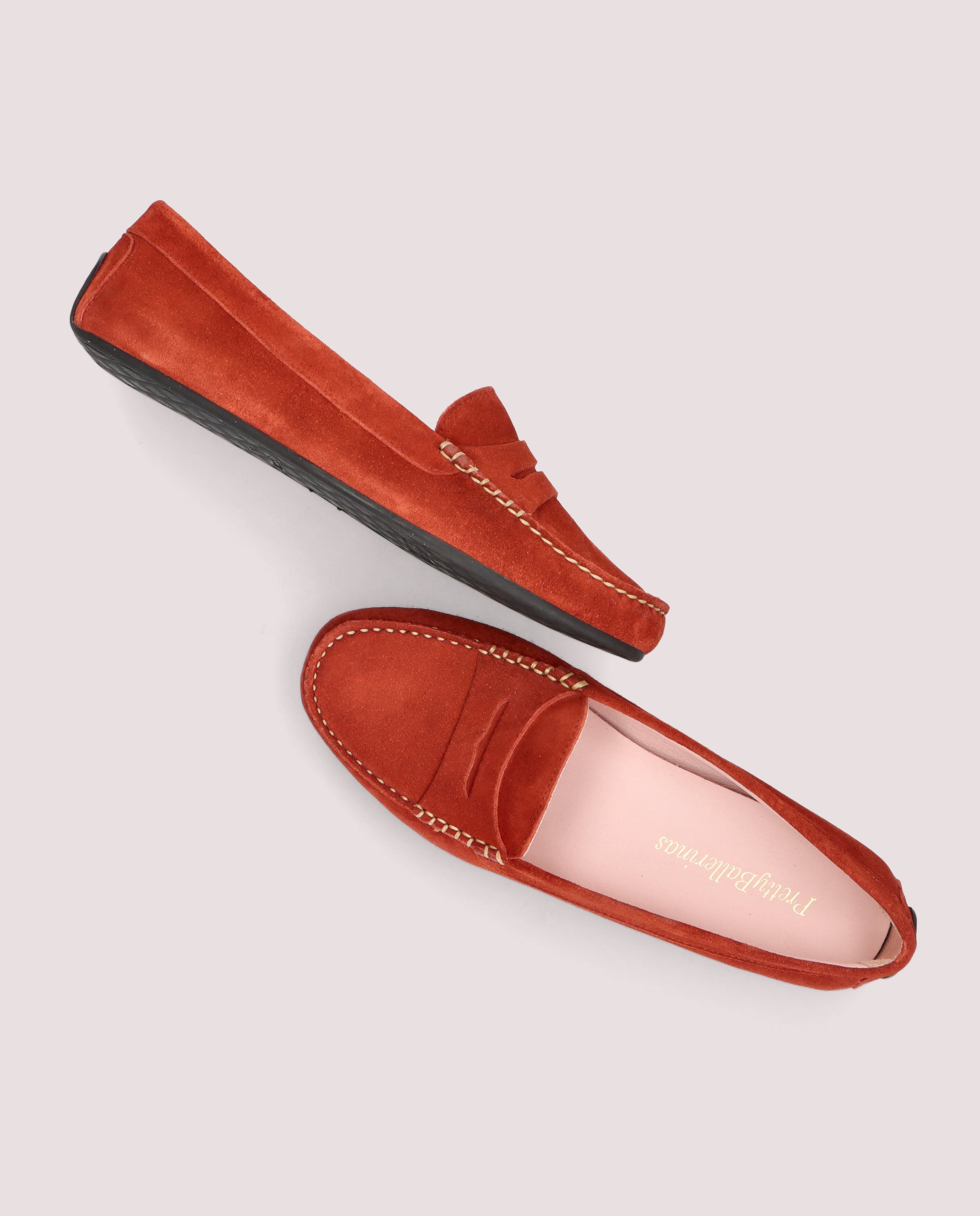 Josephine Orange Suede Loafers