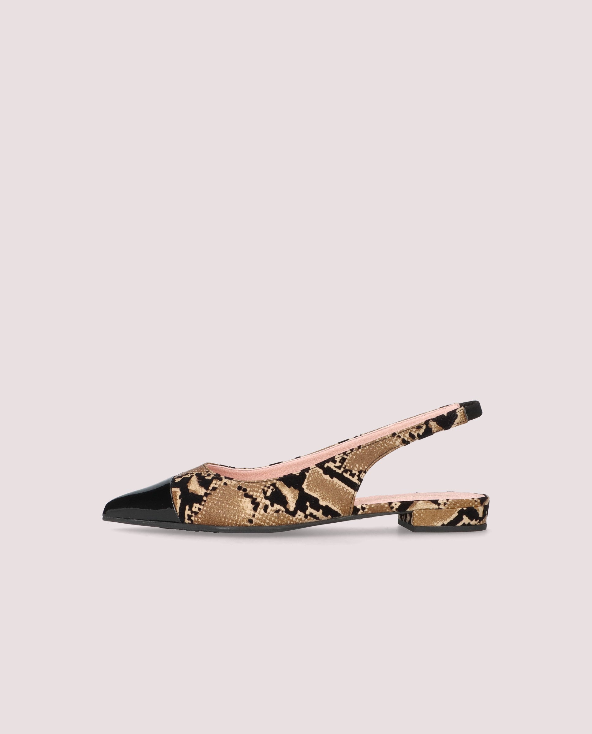 Clementine Brown Printed Leather Flats