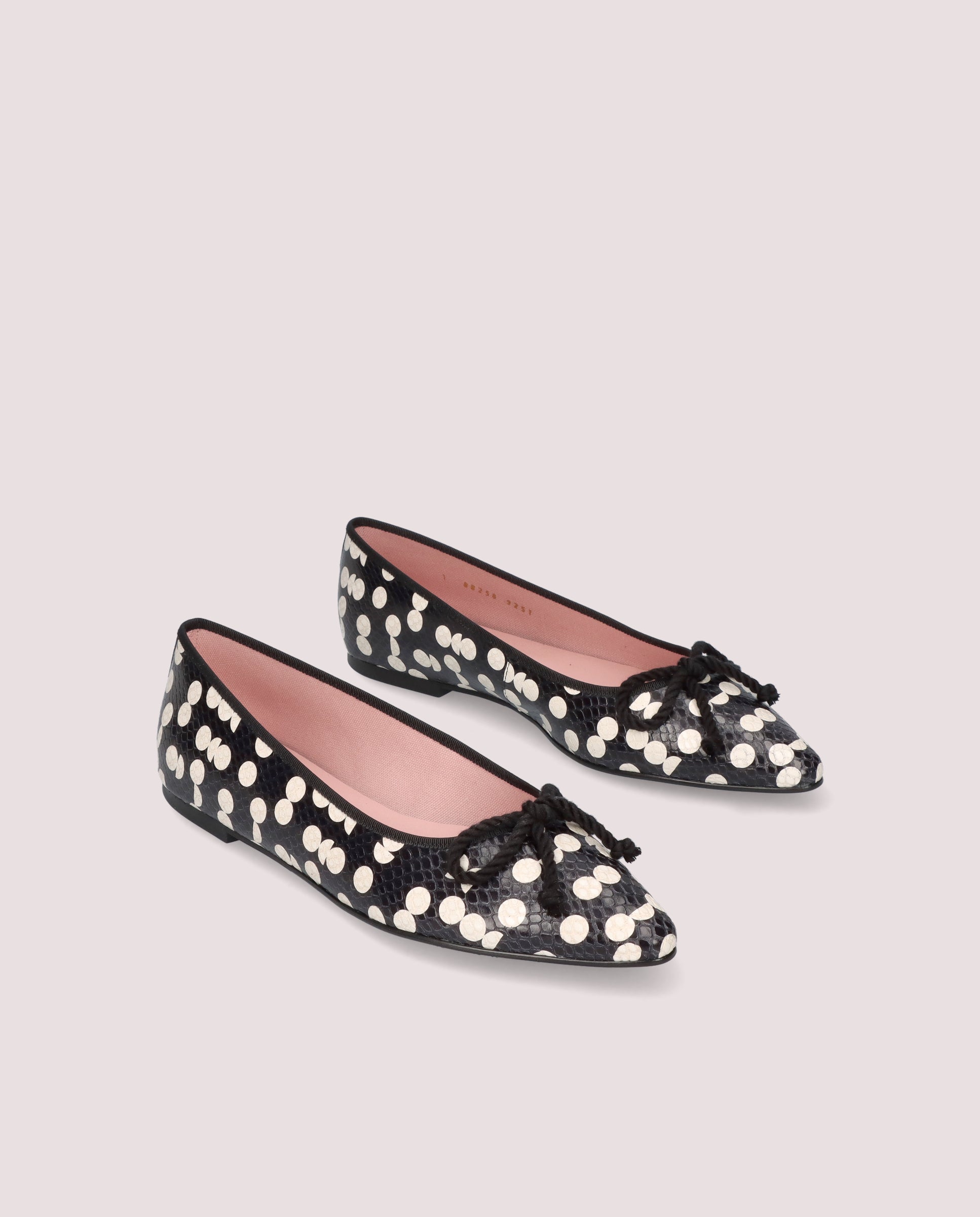 Tyra Black Printed Leather Ballet Flats