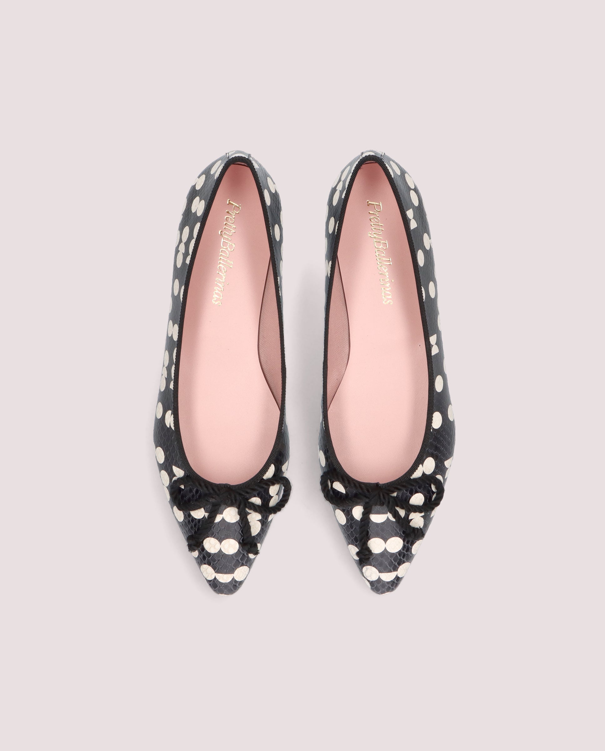 Tyra Black Printed Leather Ballet Flats