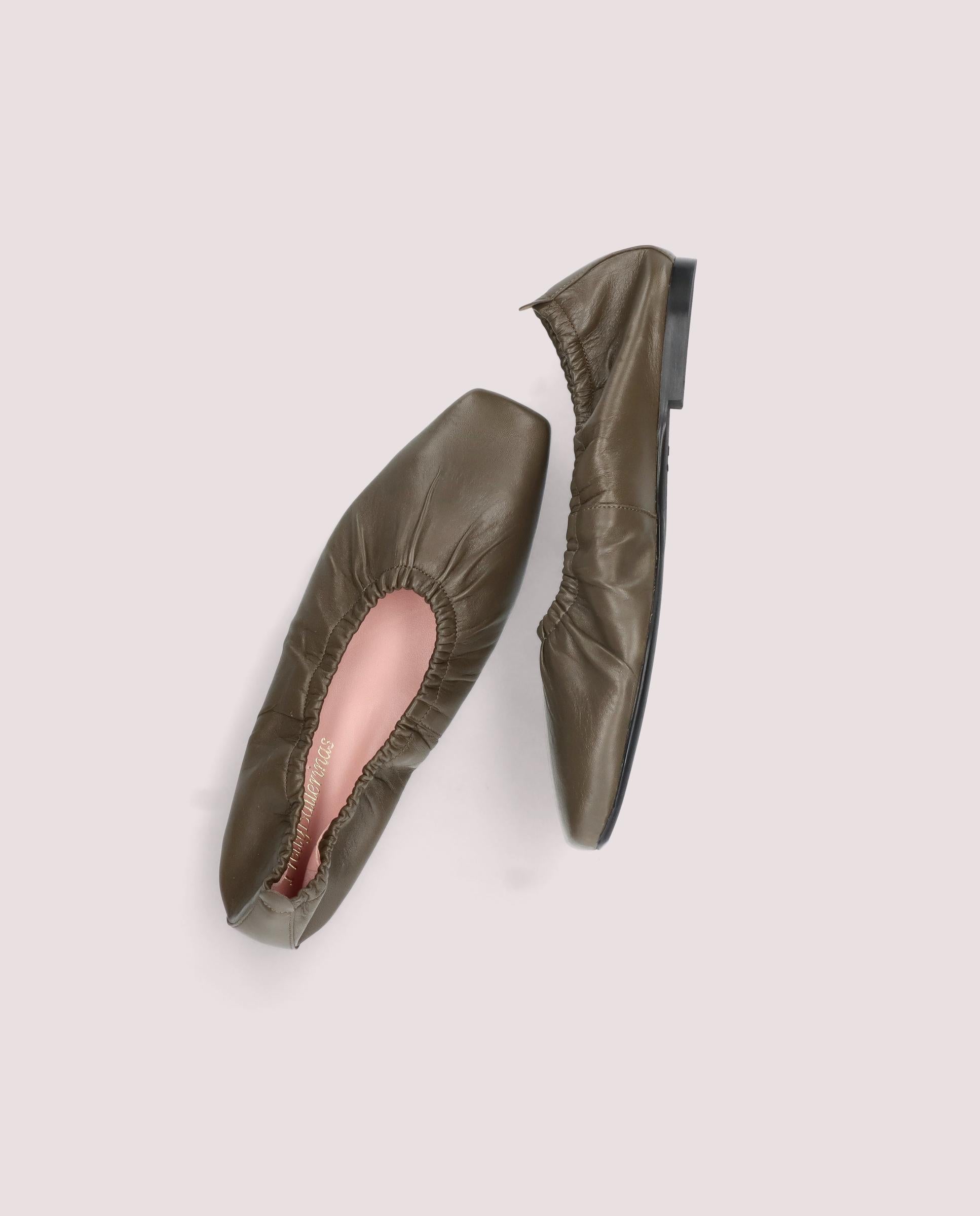 Camille Green Leather Ballet Flats