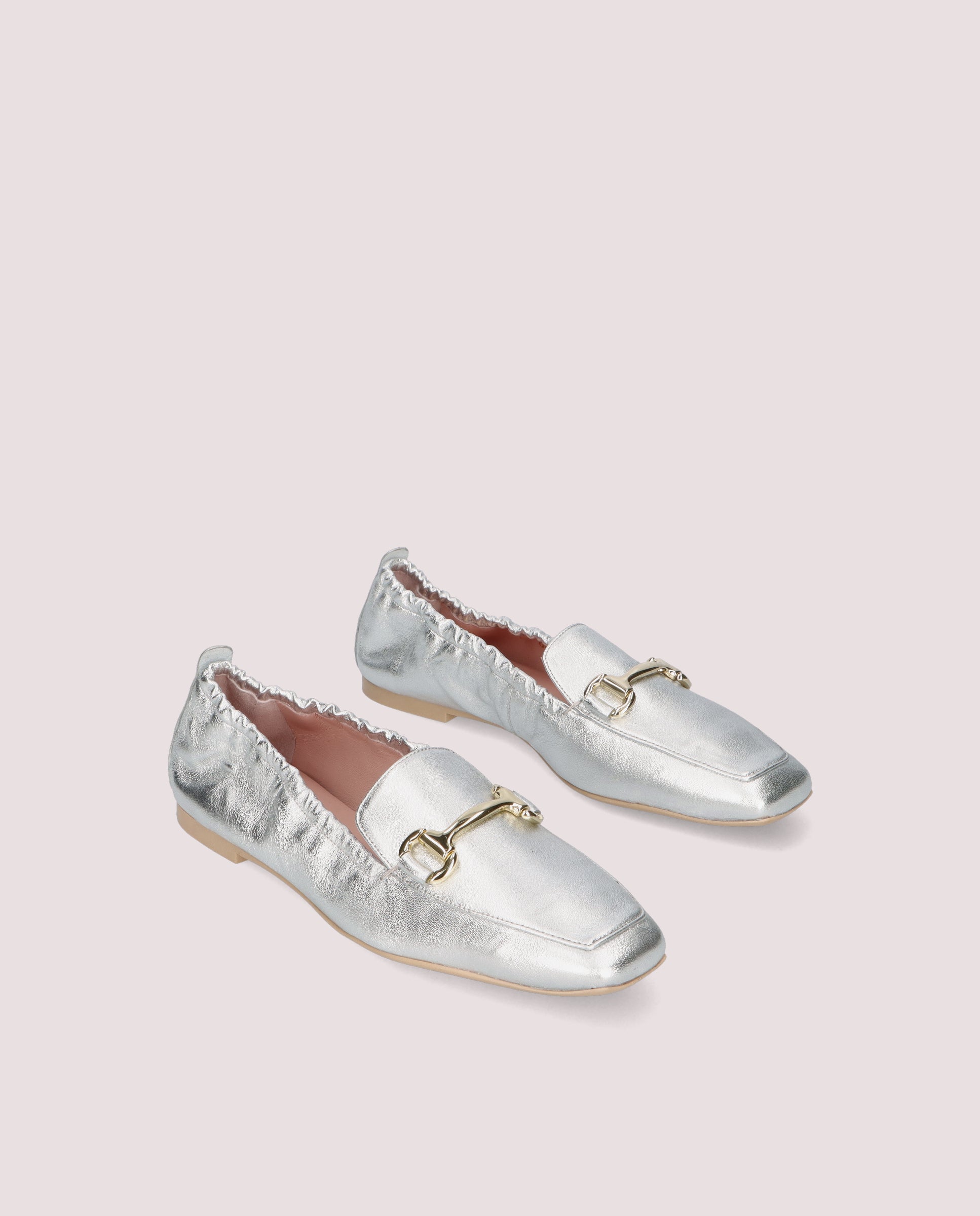Camille Silver Loafers Metallic Leather