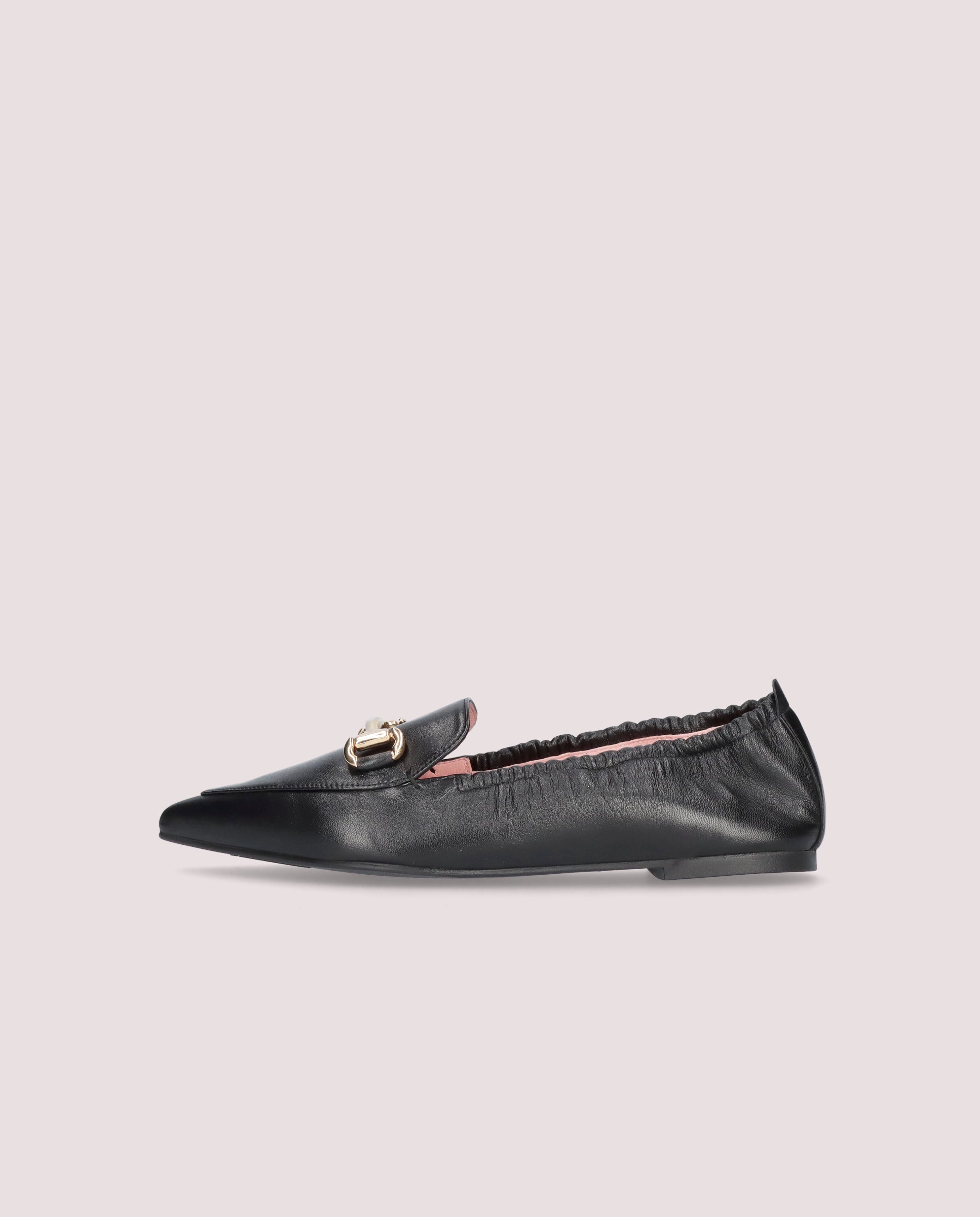 Black Leather Ella Loafers