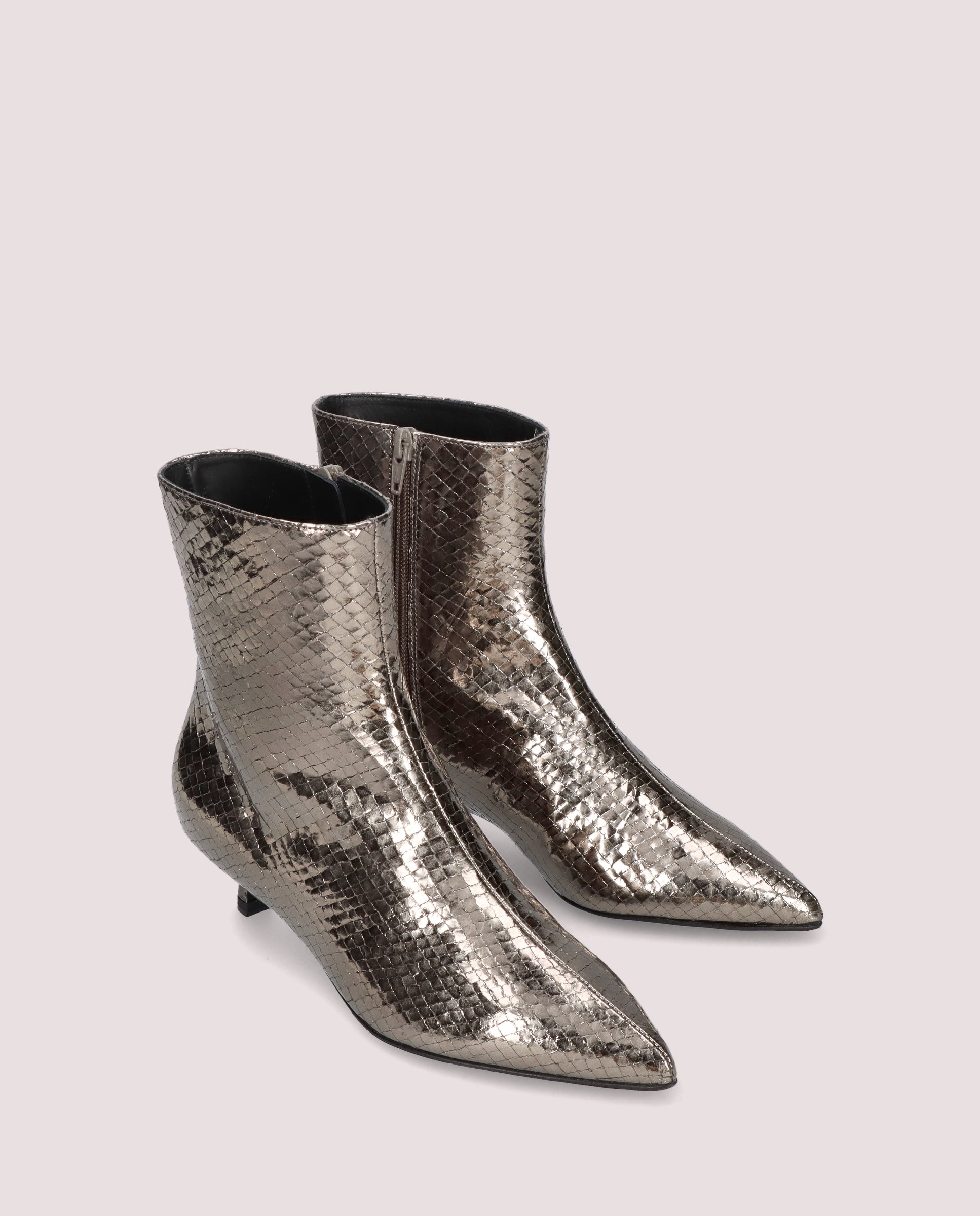 Kendall Silver Ankle Boots Metallic Leather