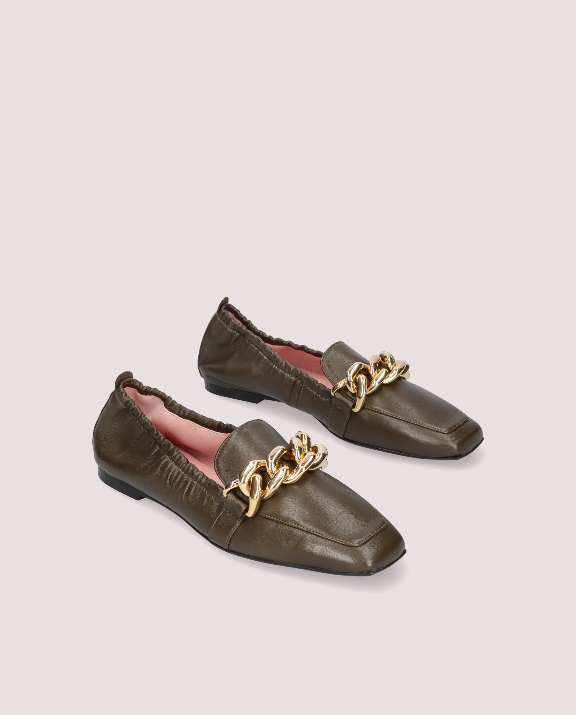 Camille Green Leather Loafers