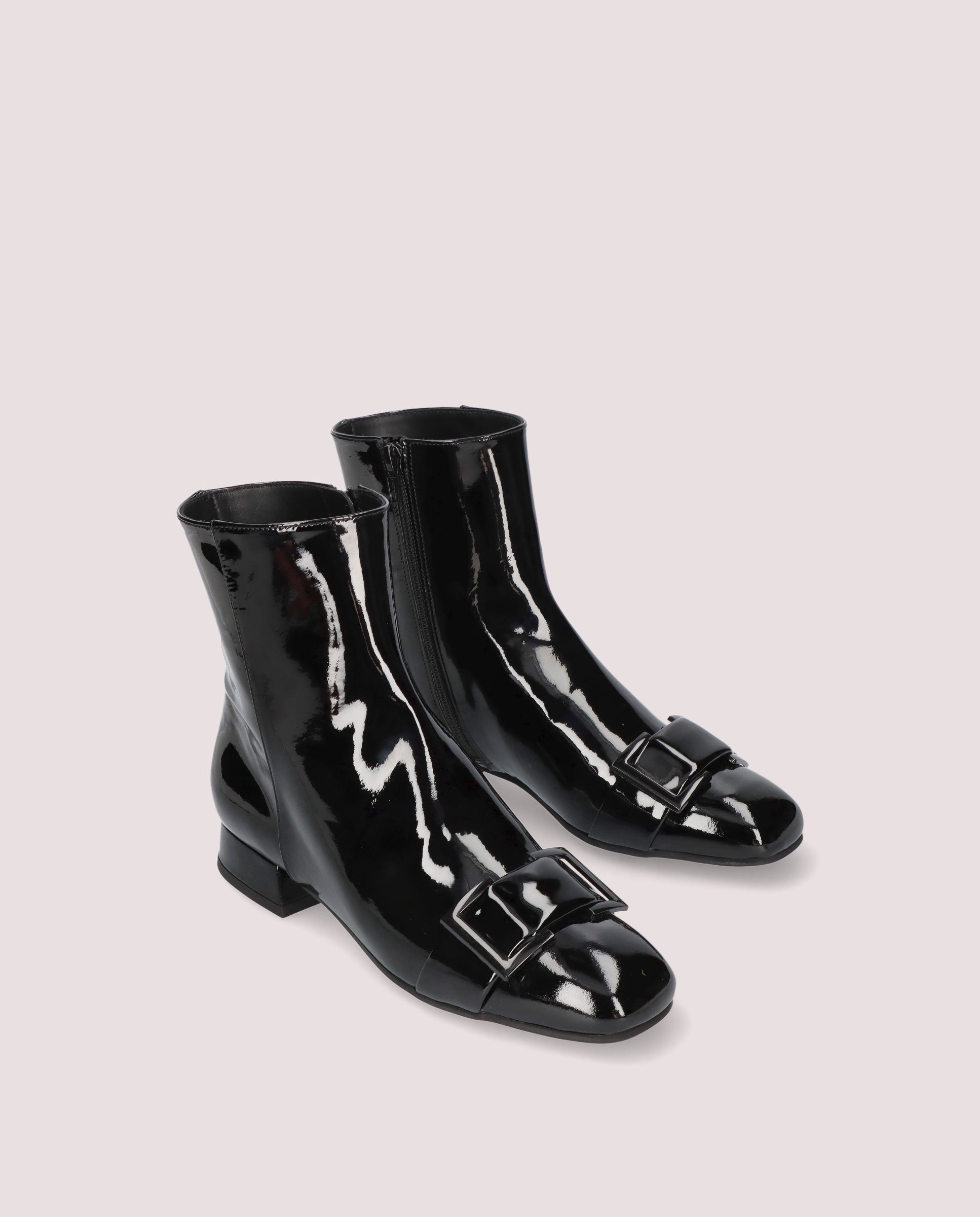 Sagira Black Patent Leather Ankle Boots