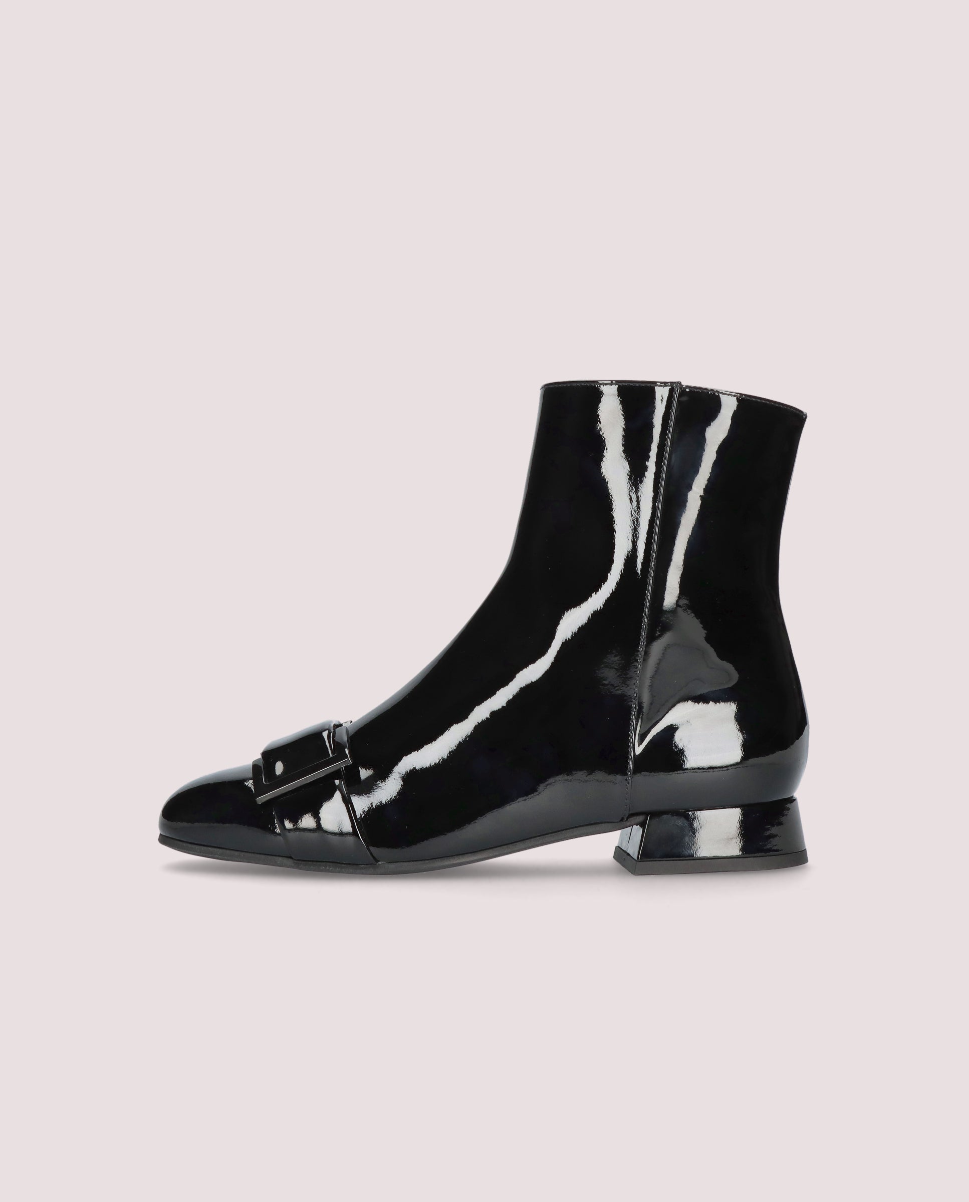 Sagira Black Patent Leather Ankle Boots