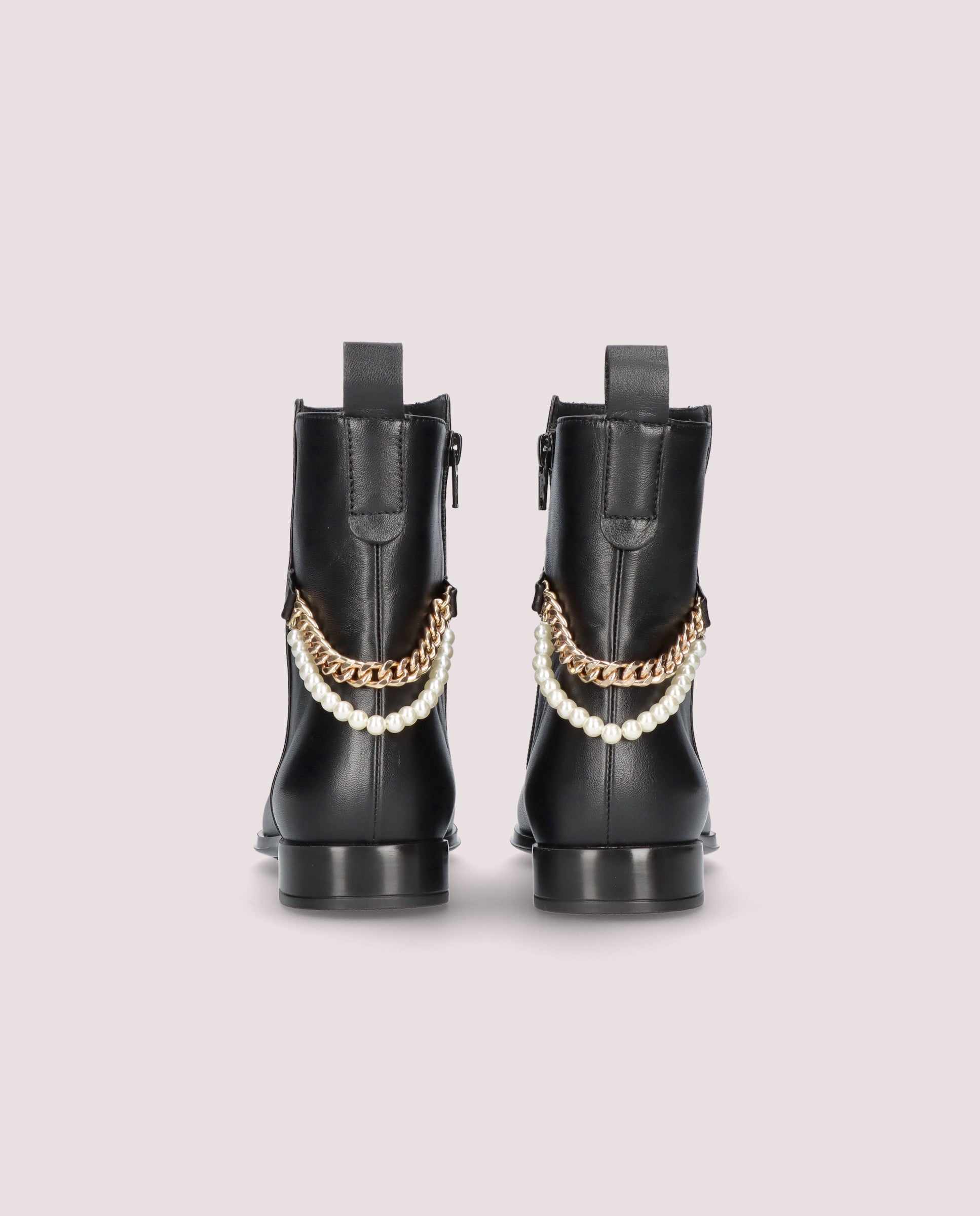 Pat Black Leather Ankle Boots