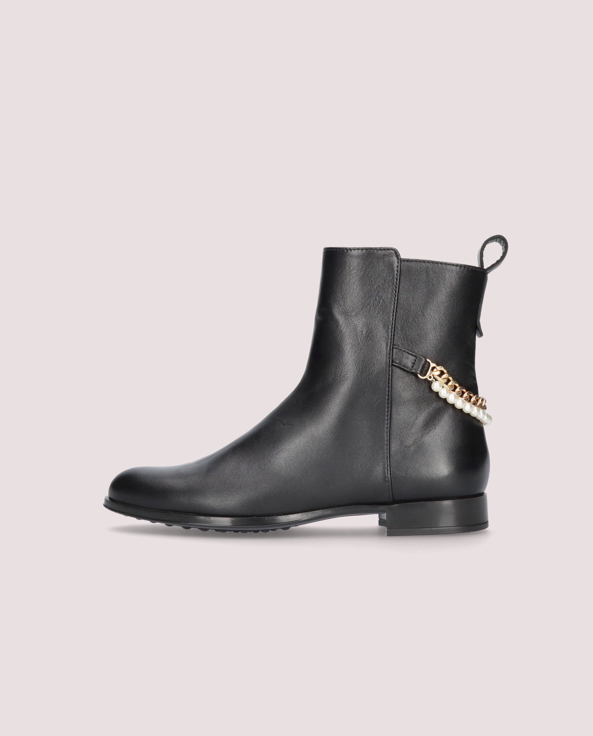 Pat Black Leather Ankle Boots