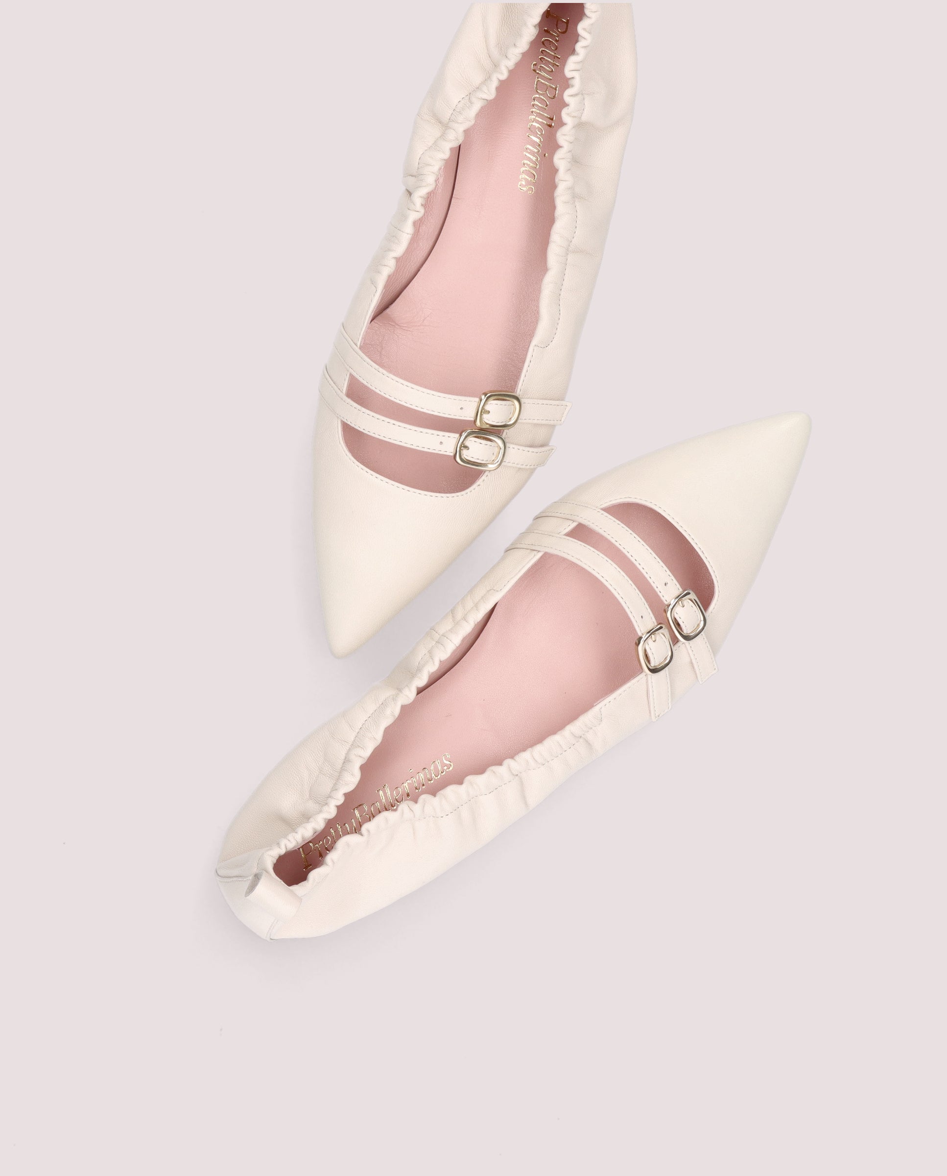 Ella White Skin Ballerinas