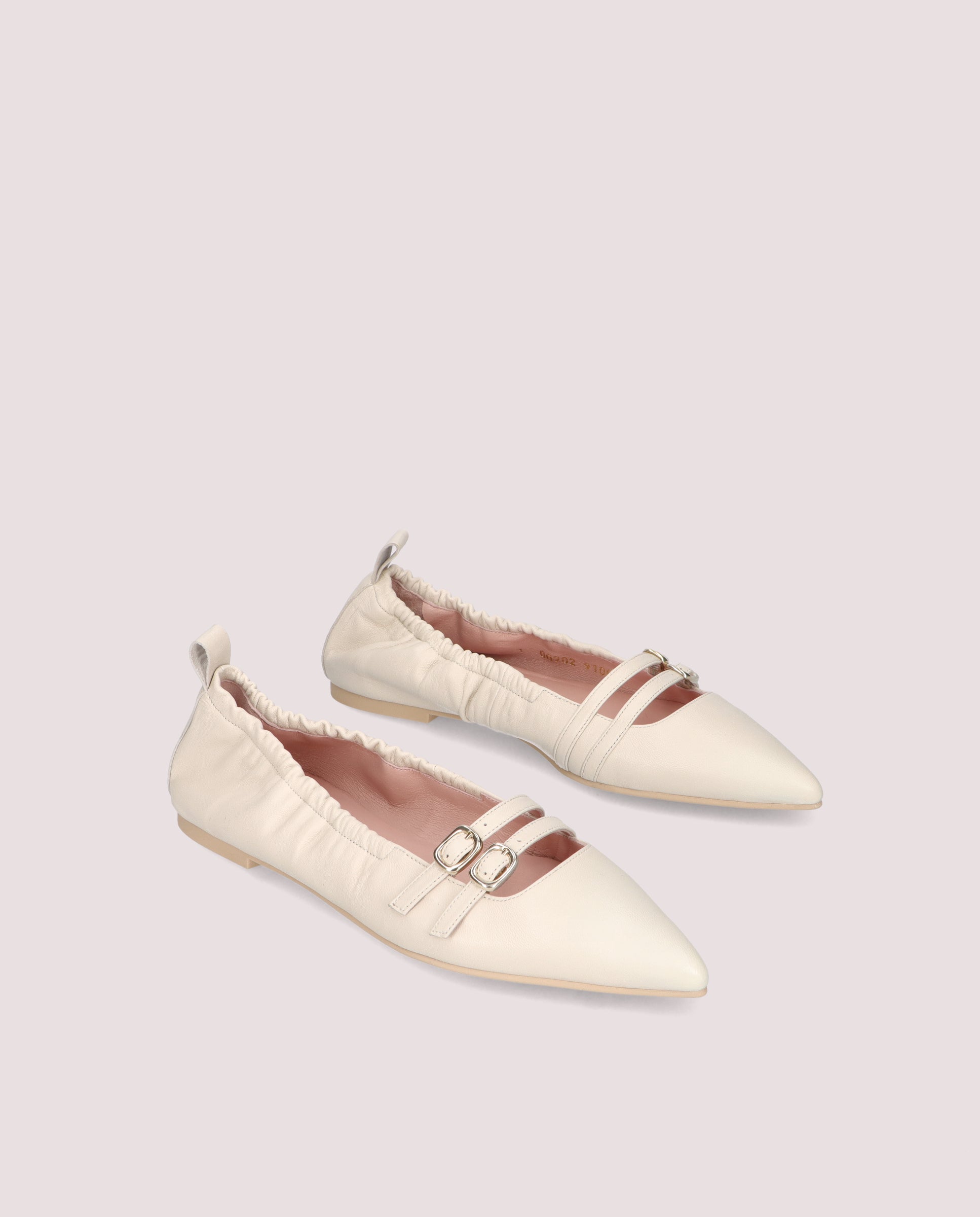 Ella White Skin Ballerinas