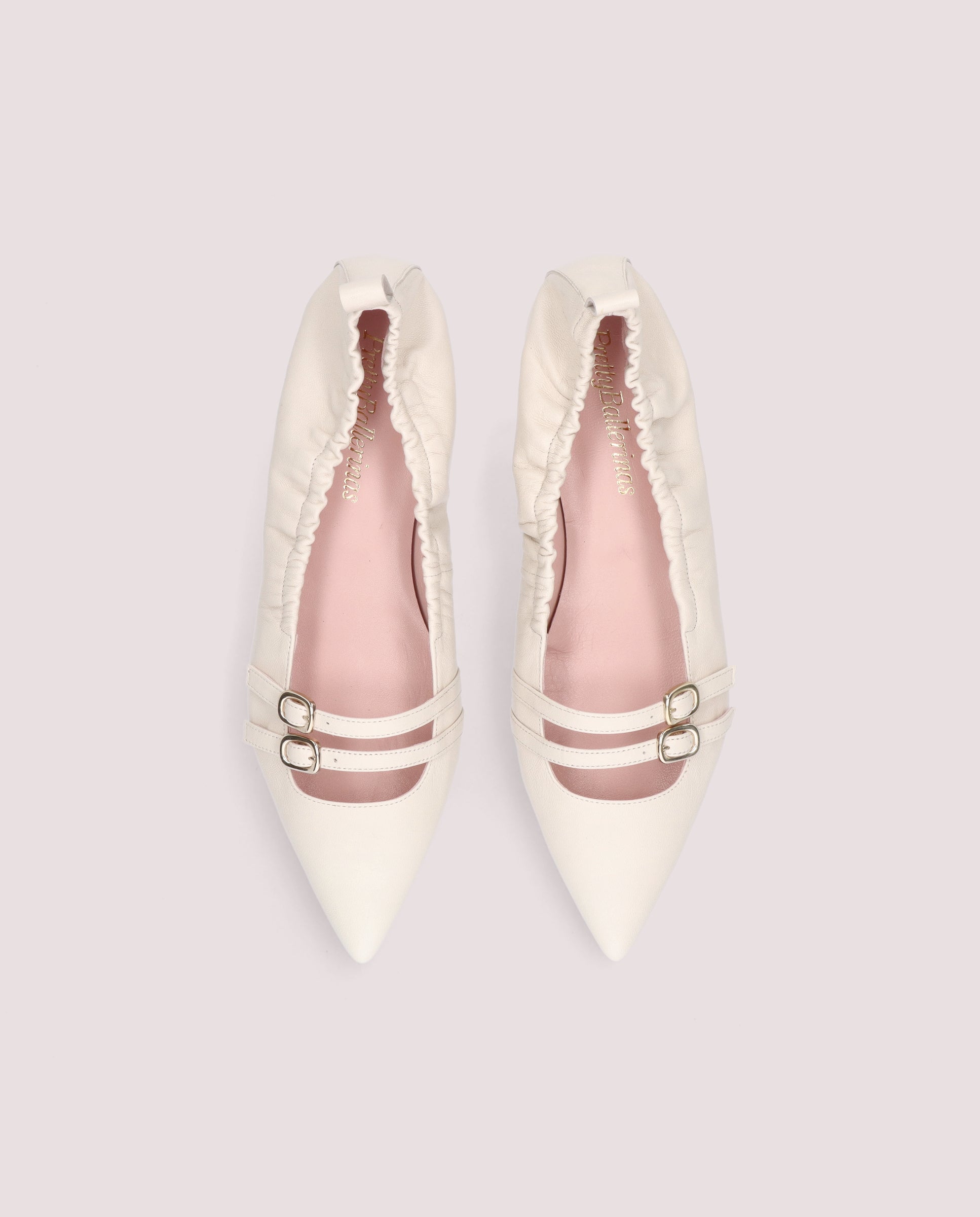 Ella White Skin Ballerinas