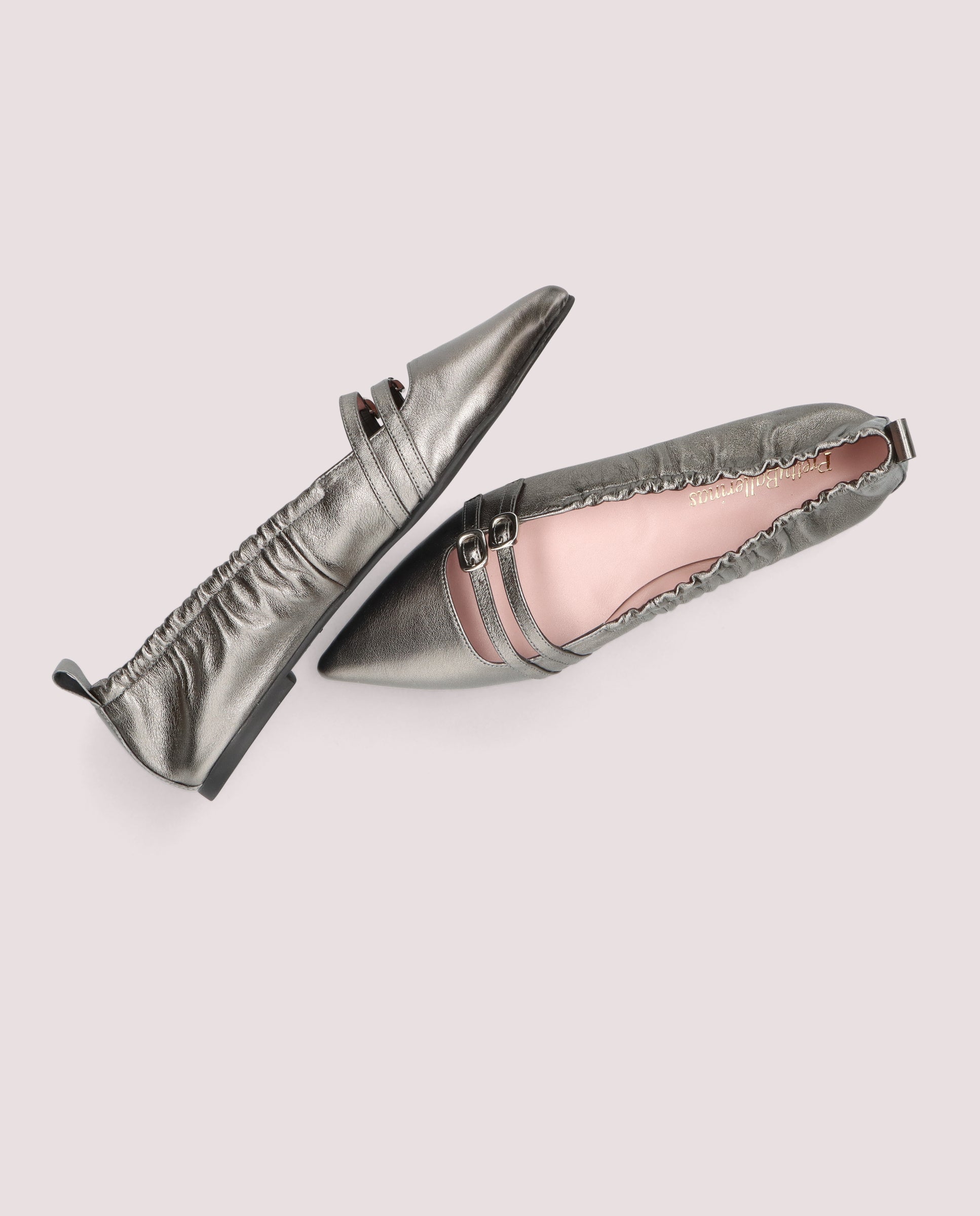 Silver Metallic Leather Ballerinas