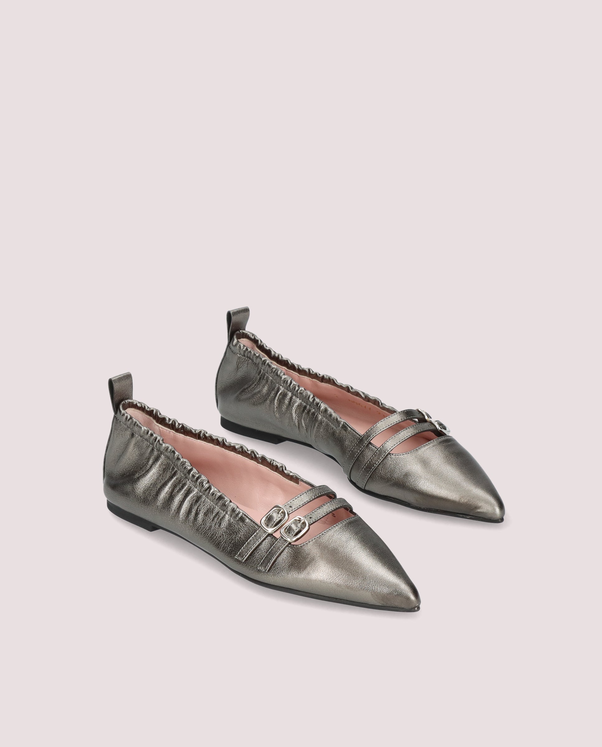 Silver Metallic Leather Ballerinas