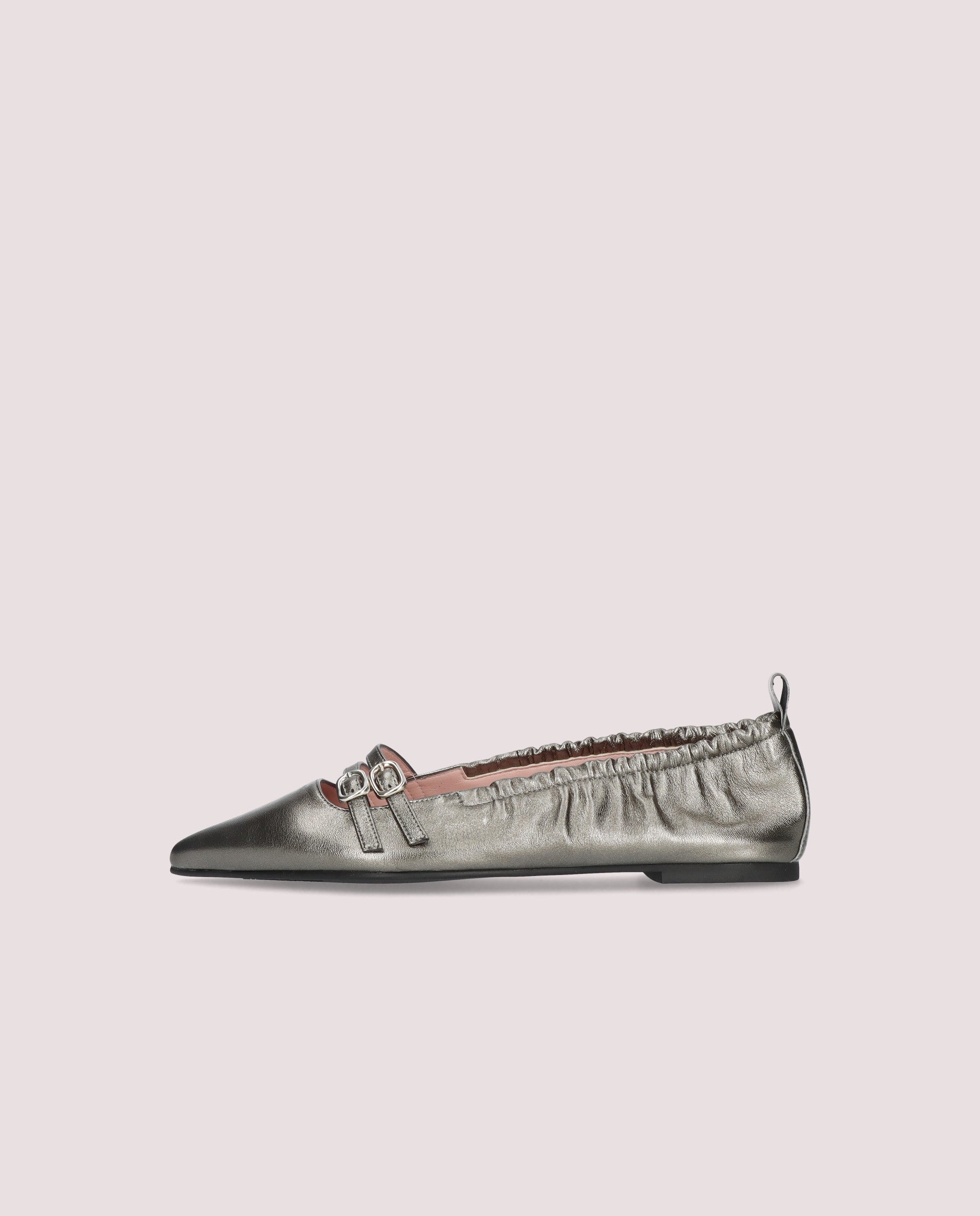 Silver Metallic Leather Ballerinas