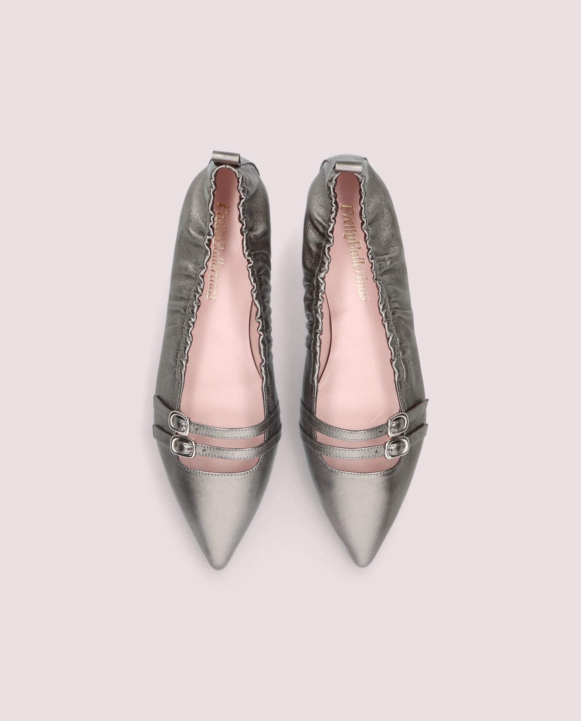 Silver Metallic Leather Ballerinas