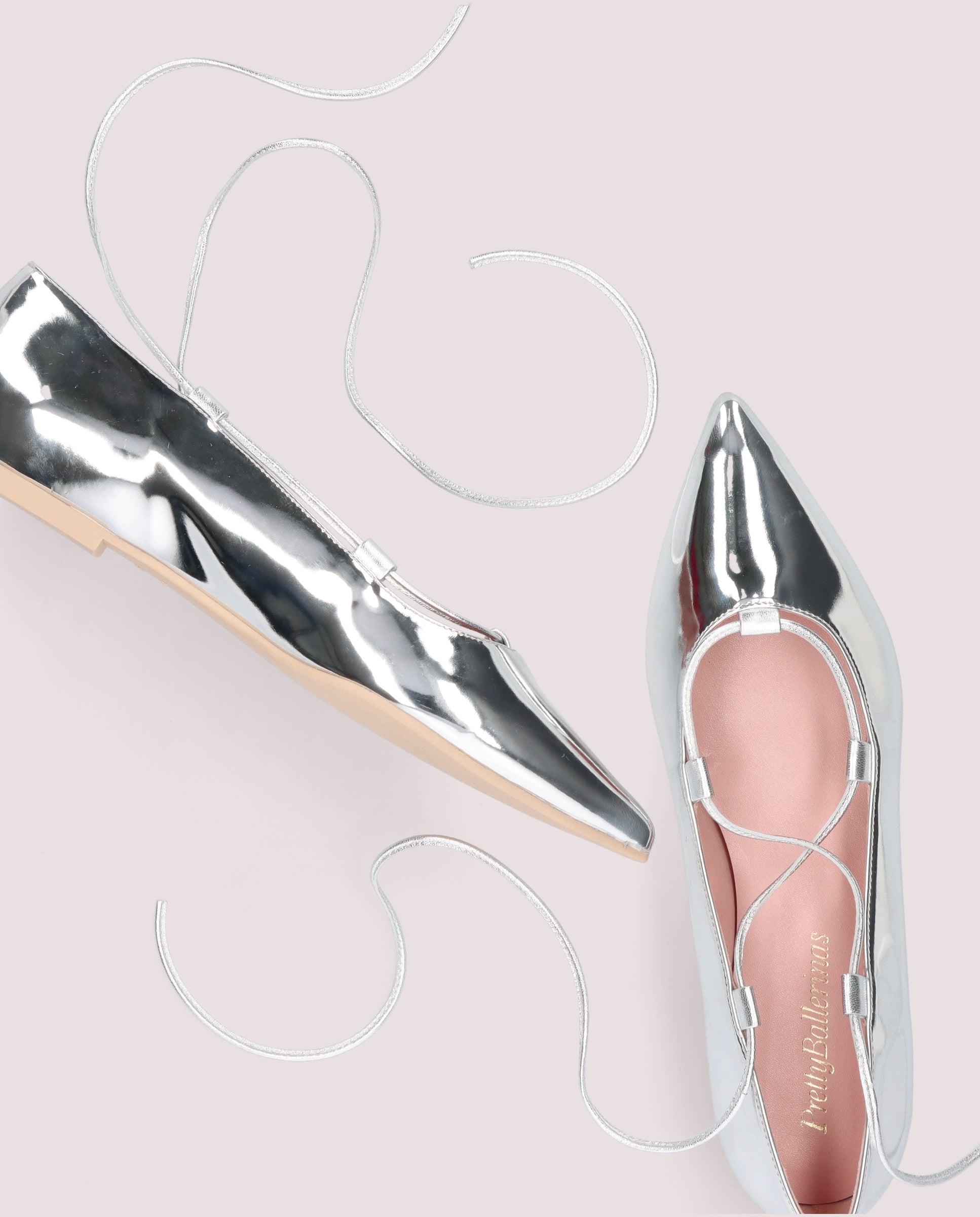 Ella Silver Ballet Flats Metallic Fabrics