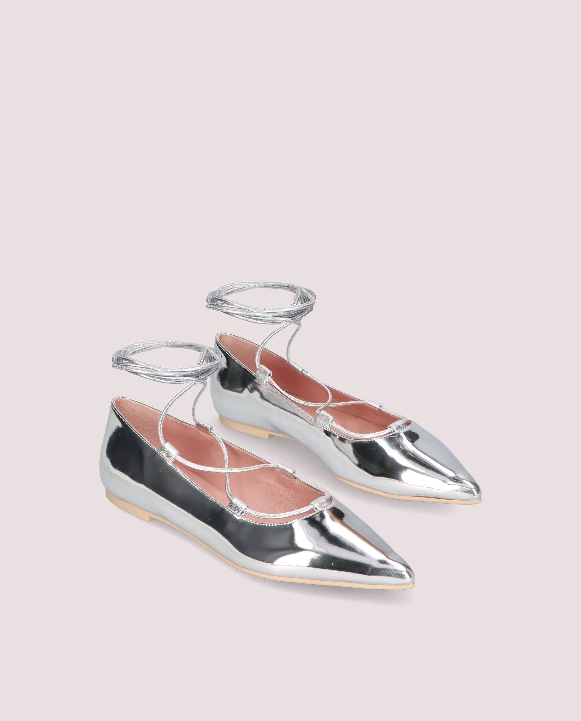 Ella Silver Ballet Flats Metallic Fabrics
