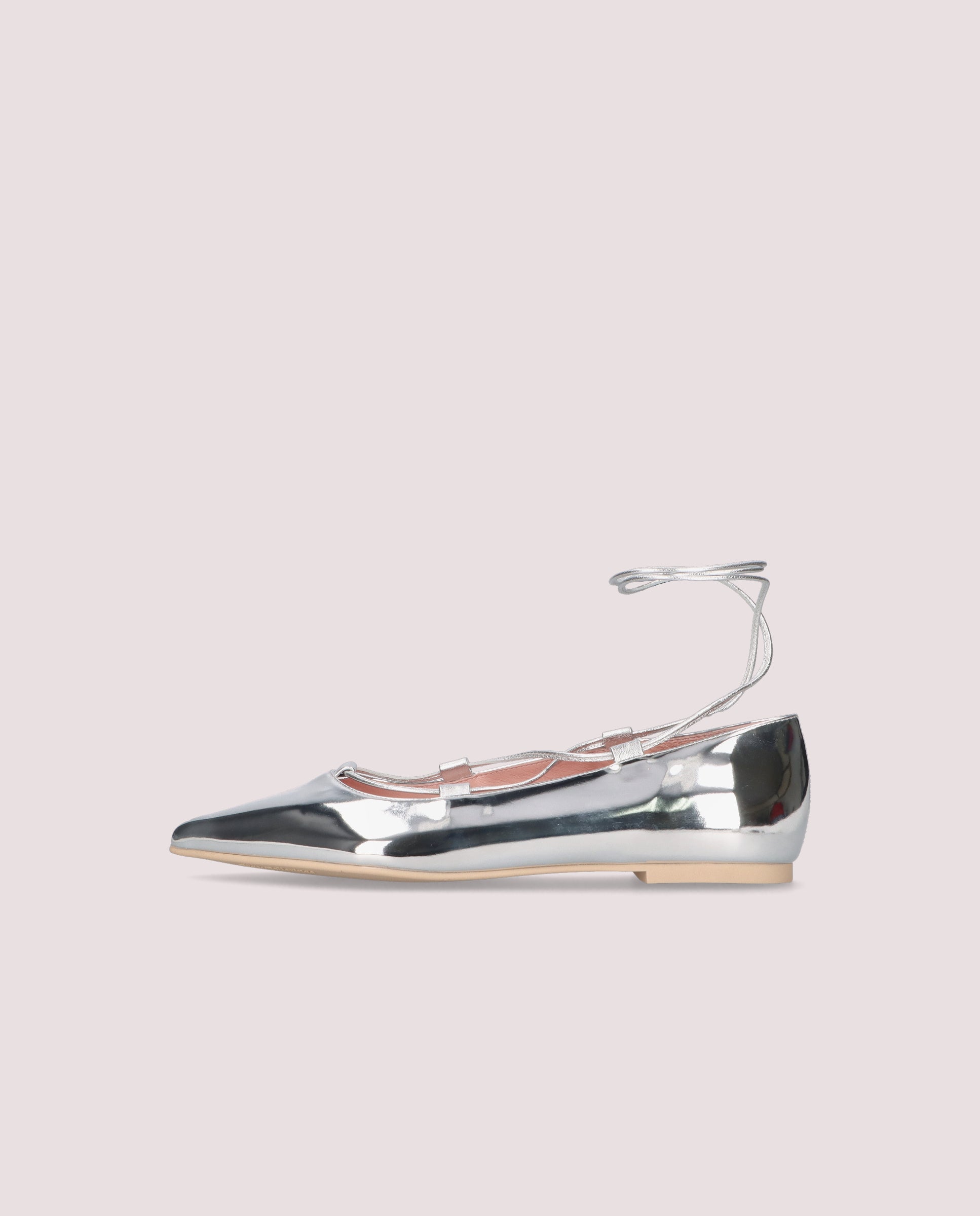 Ella Silver Ballet Flats Metallic Fabrics