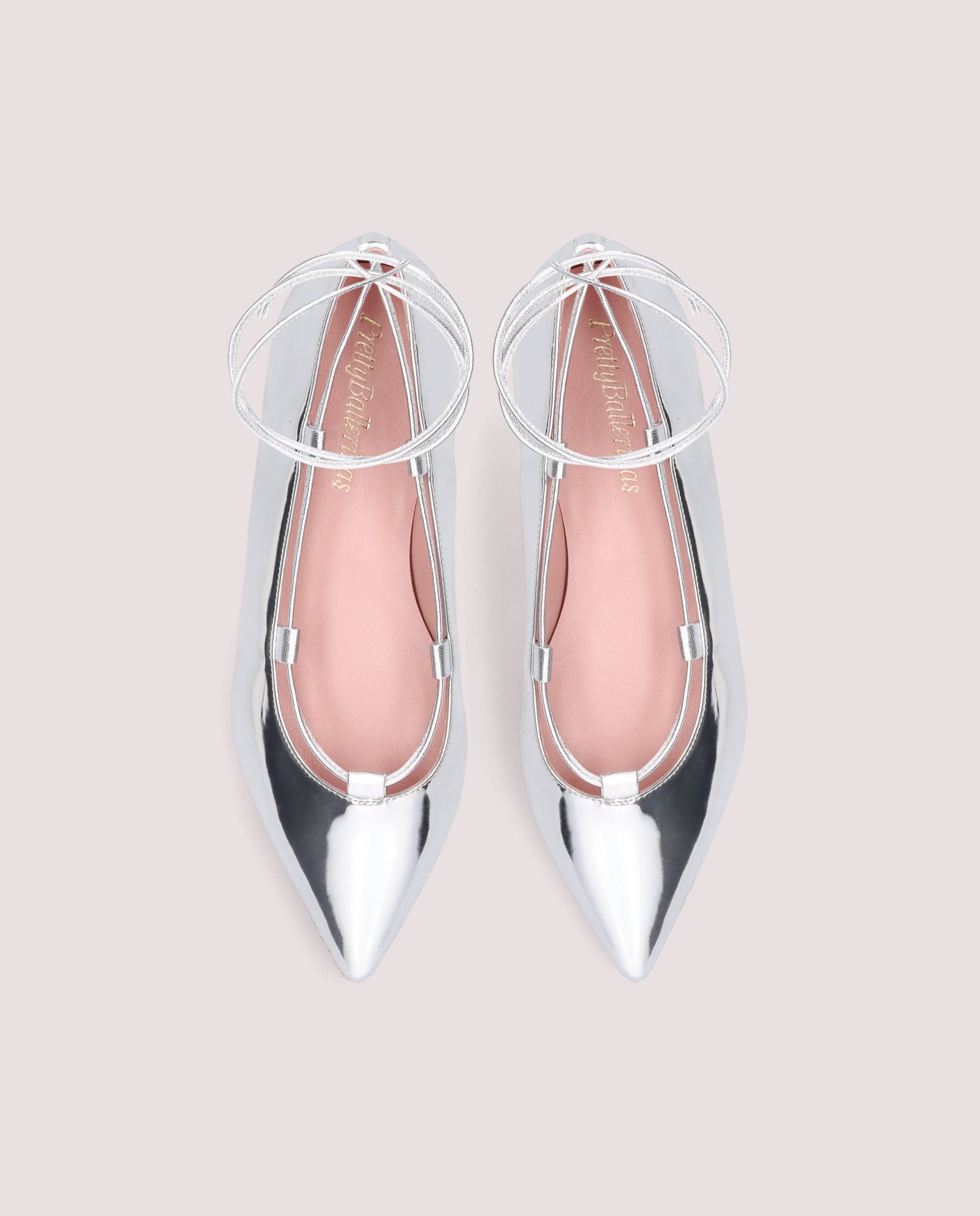 Ella Silver Ballet Flats Metallic Fabrics