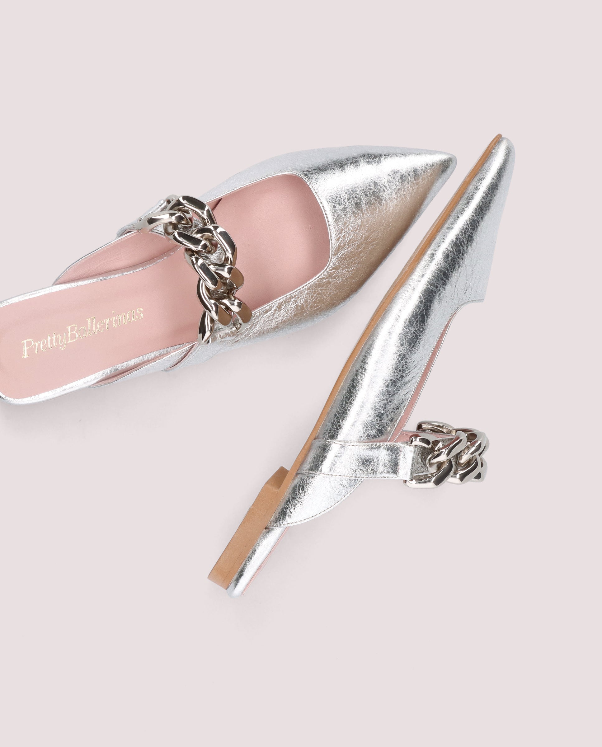 Silver Yvette Mules Metallic Leather