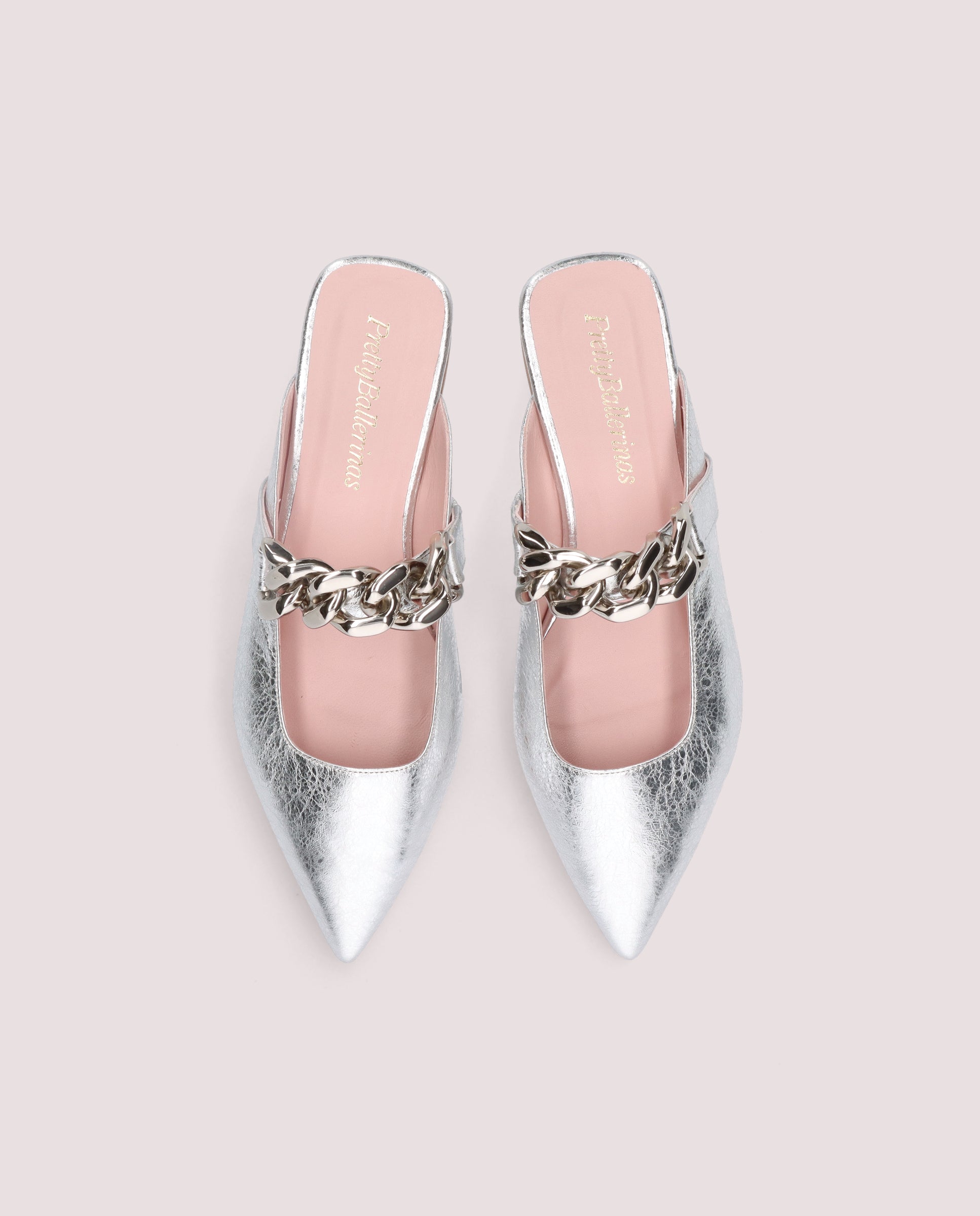 Silver Yvette Mules Metallic Leather