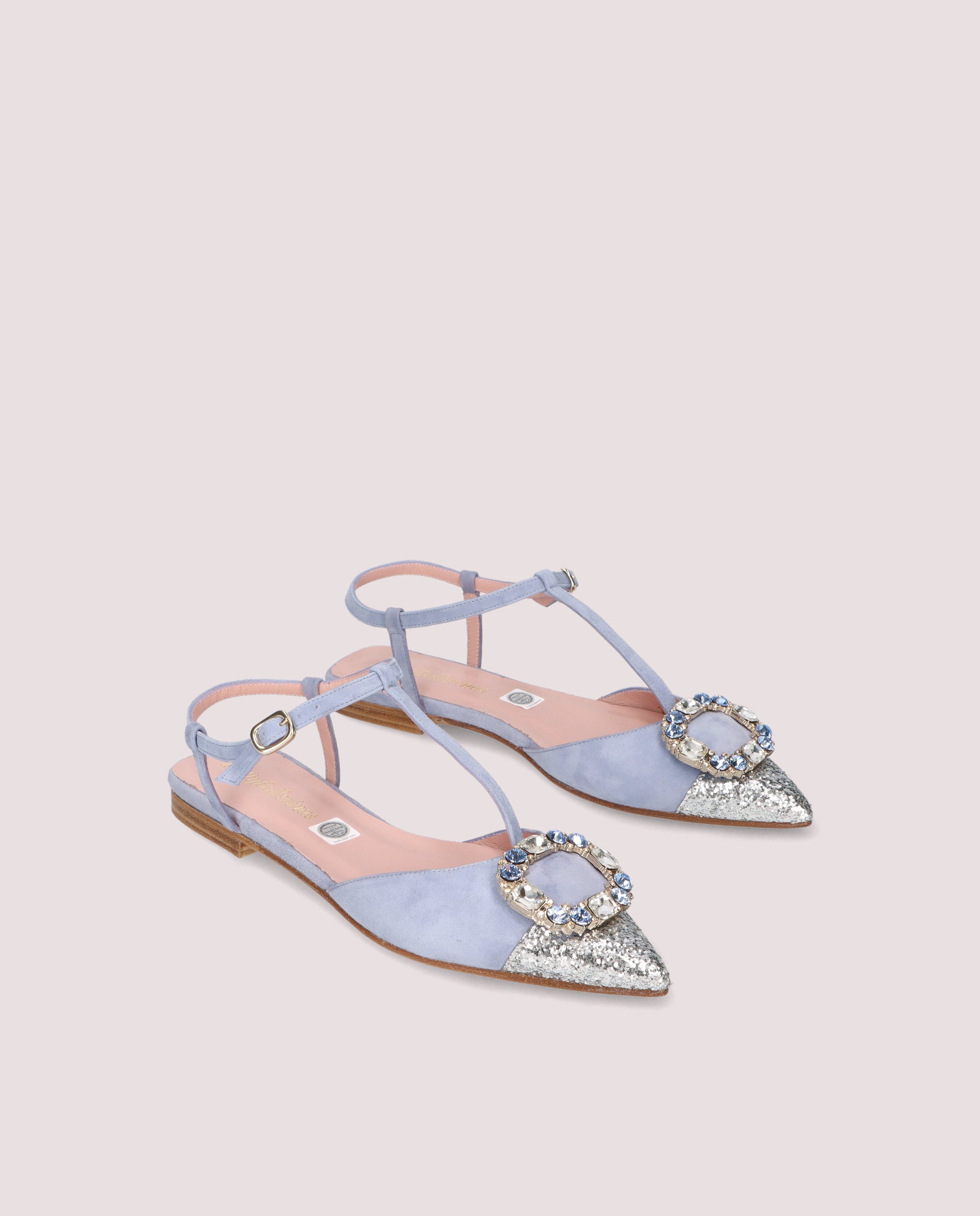 Yvette Blue Suede Ballerinas