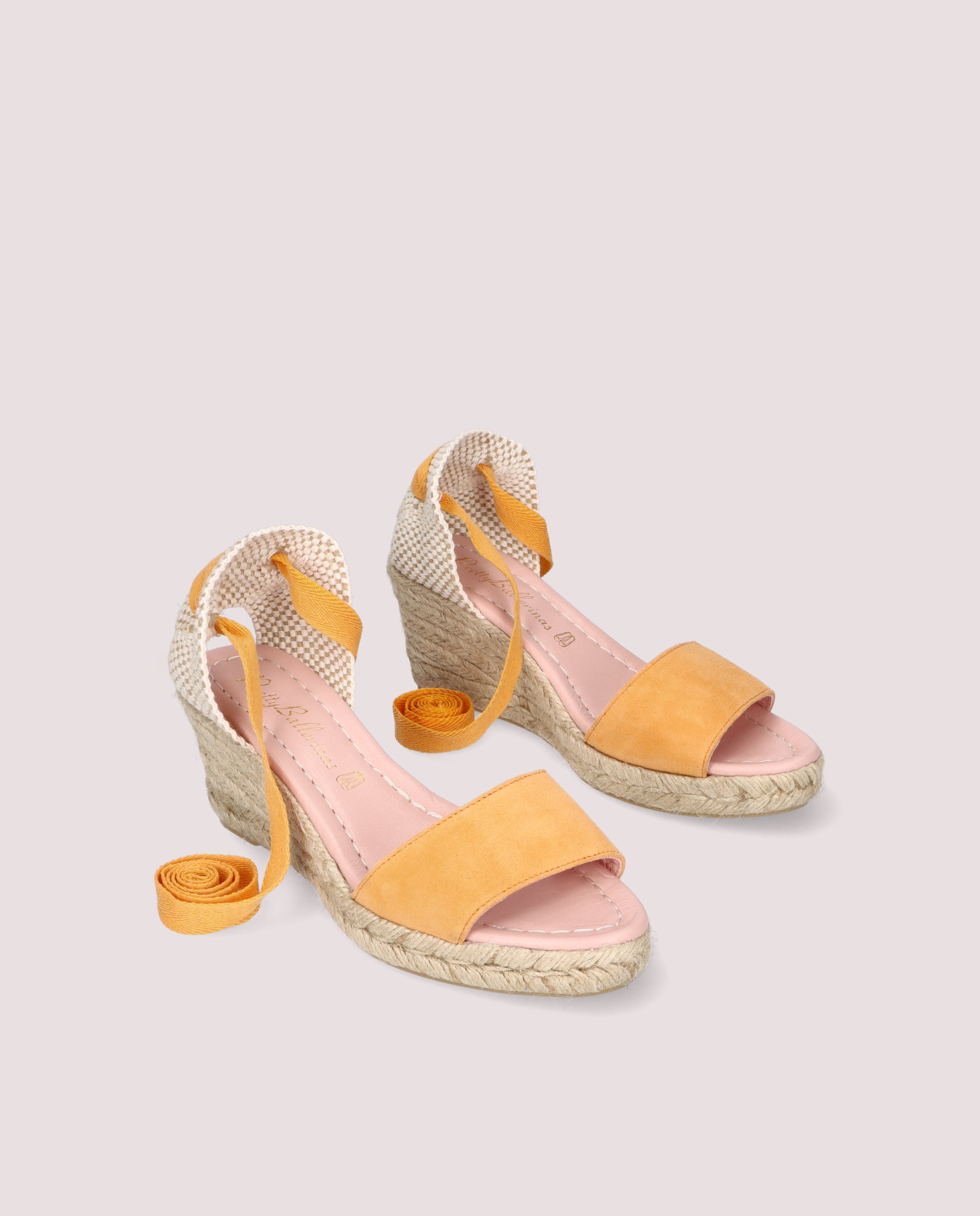 Deborah Orange Suede Esparto Espadrilles