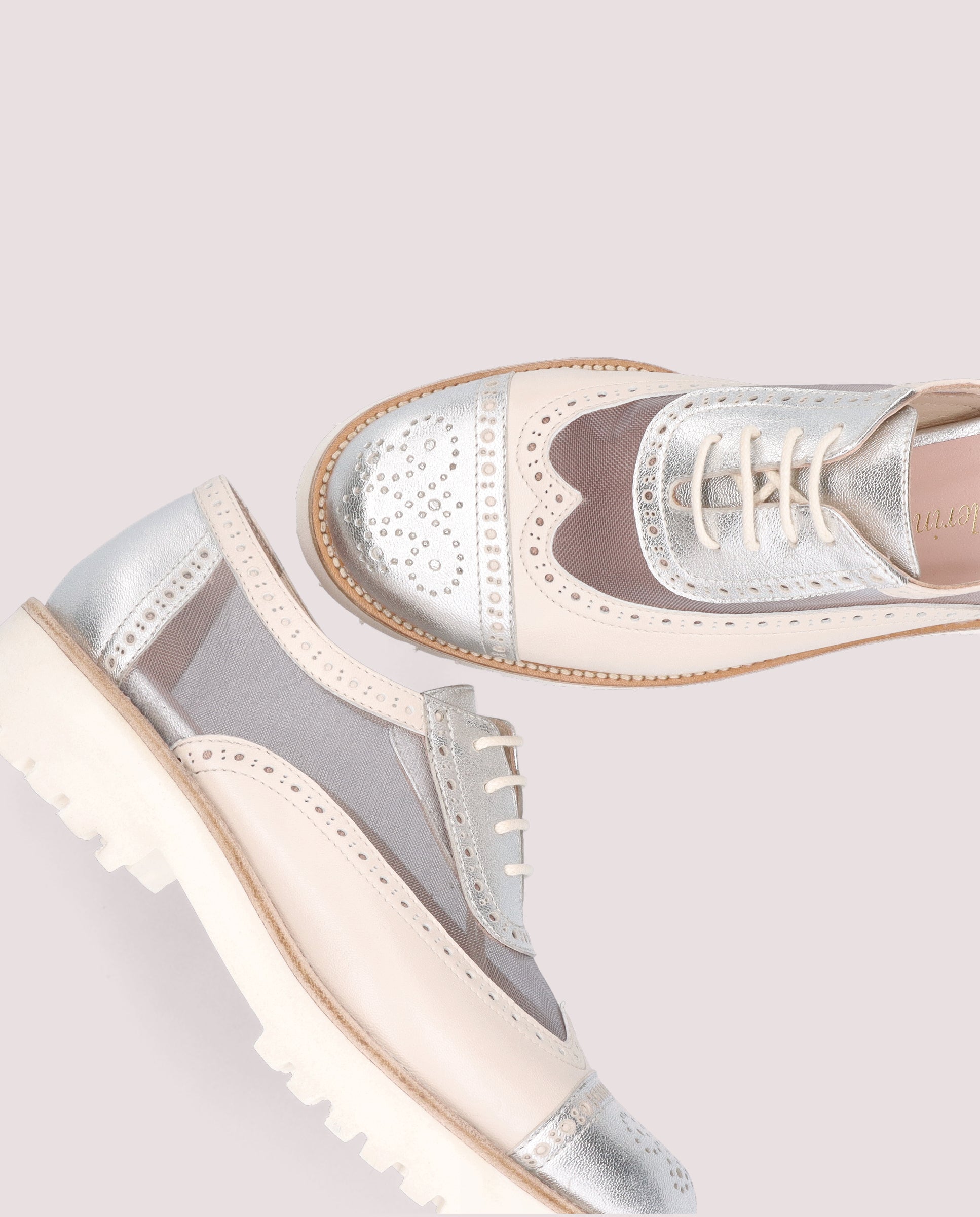 Ashley Silver Lace-Up Shoes Metallic Leather