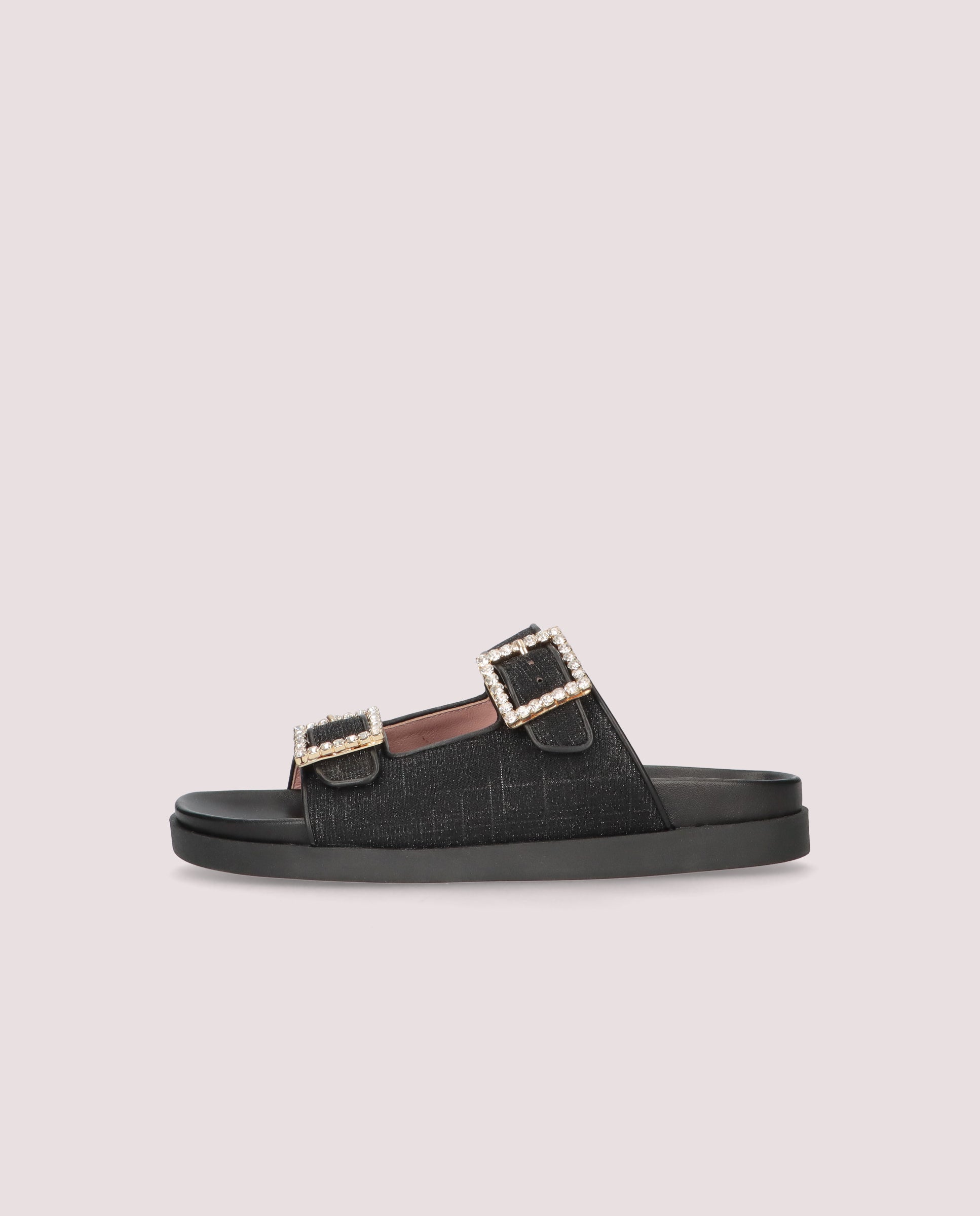 Singer Sandals Black Metallic Fabrics