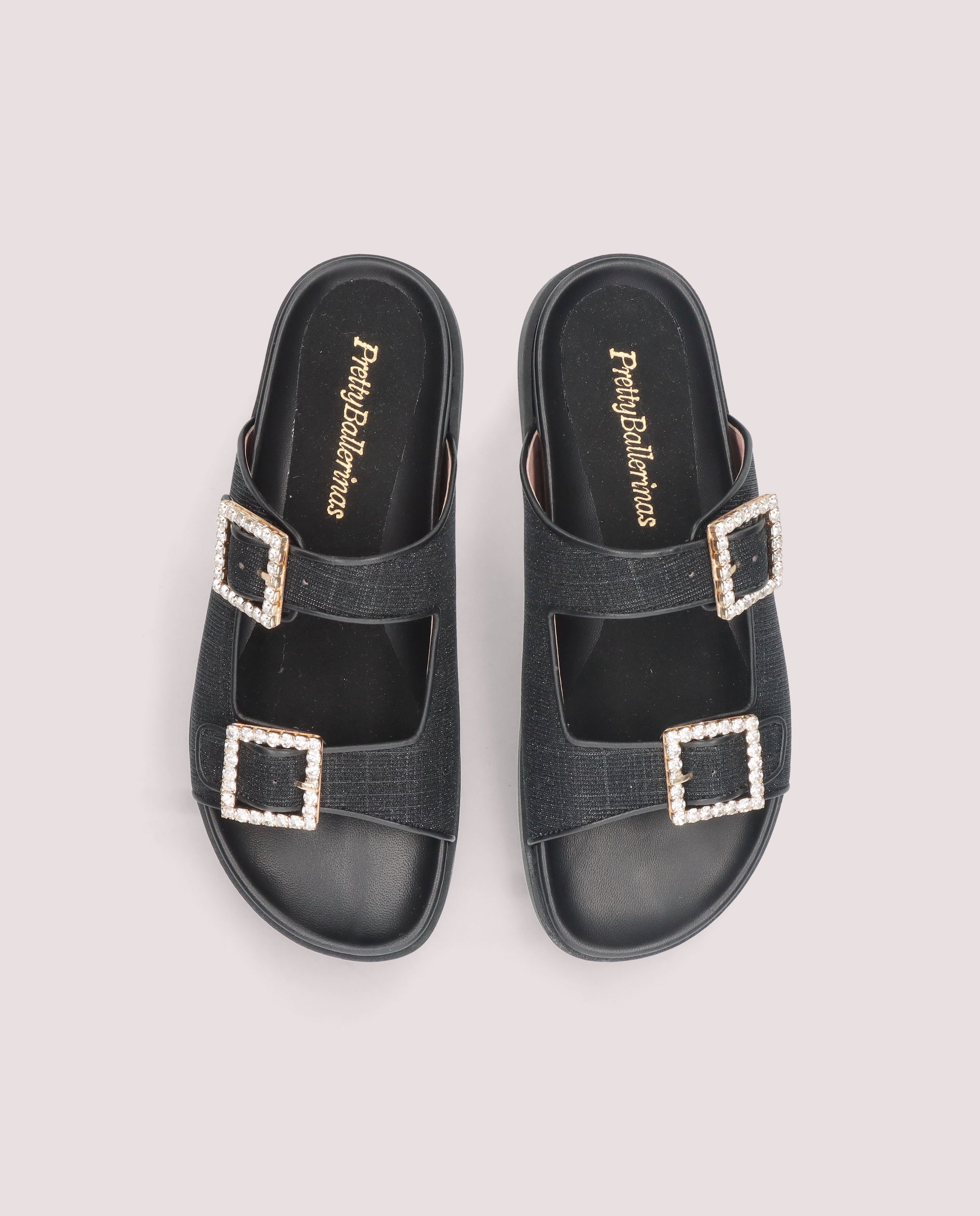 Sandalias Singer Negros Tejidos metalizados