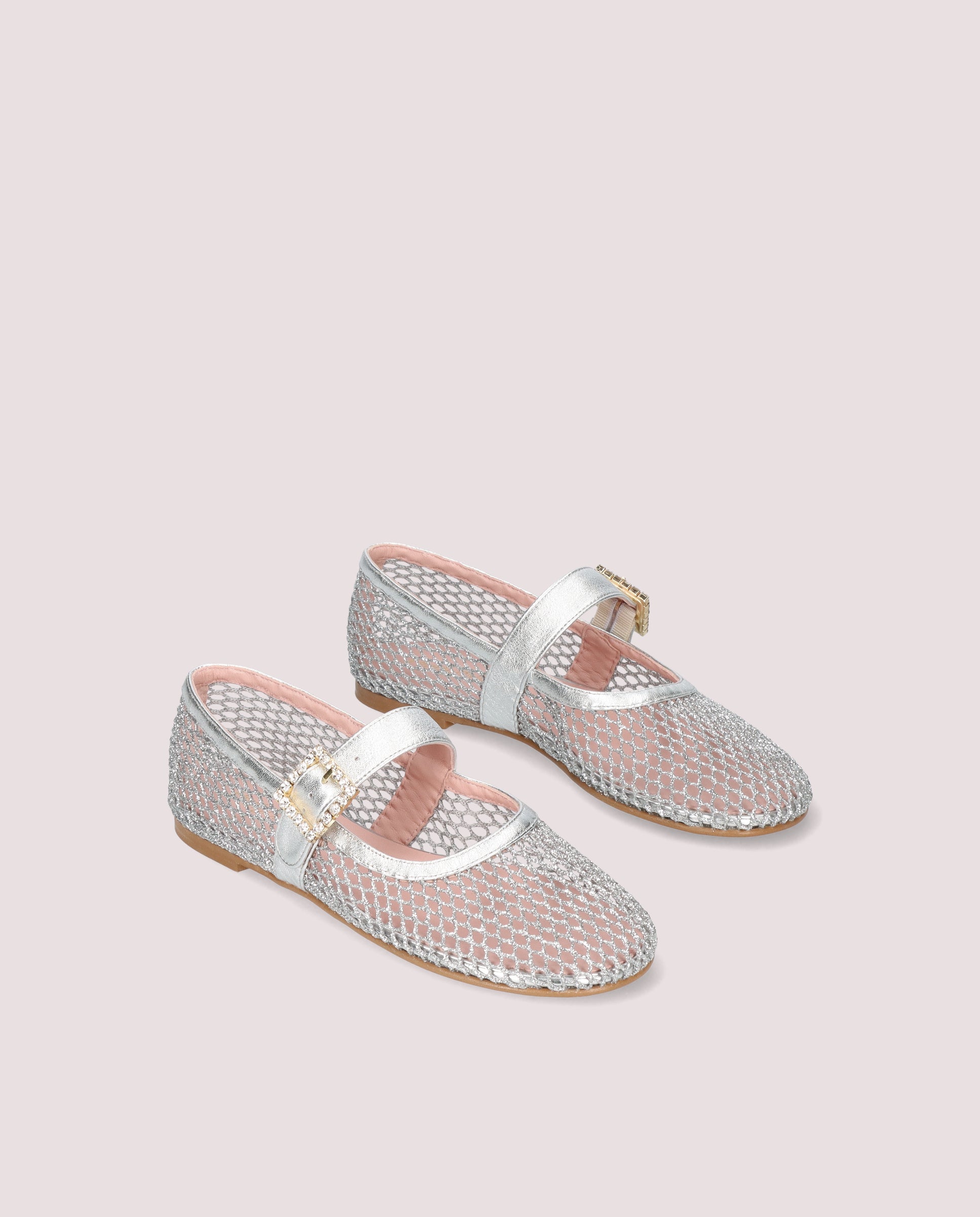 Georgia Silver Red Ballerinas