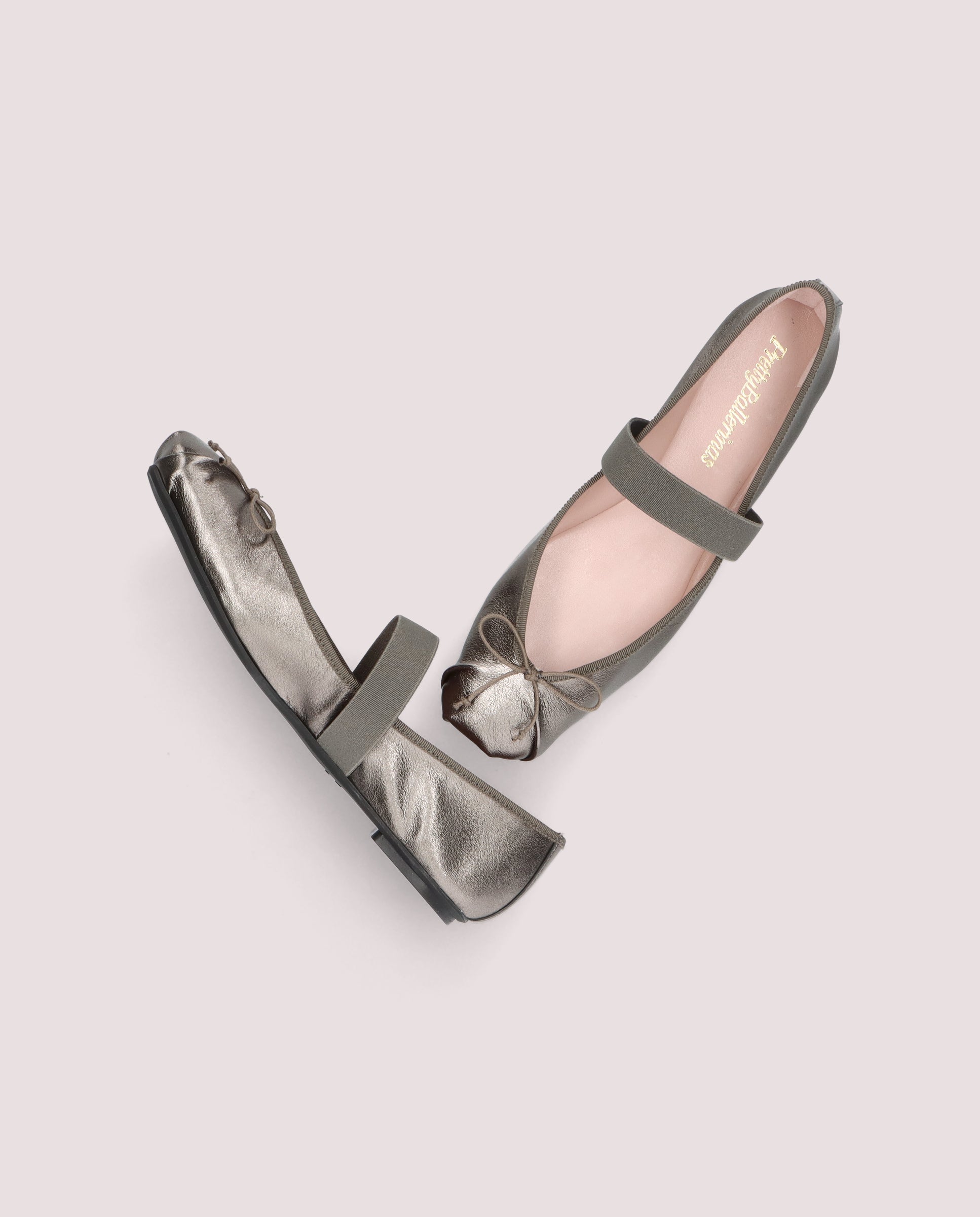 Kristen Gray Metallic Leather Ballerinas