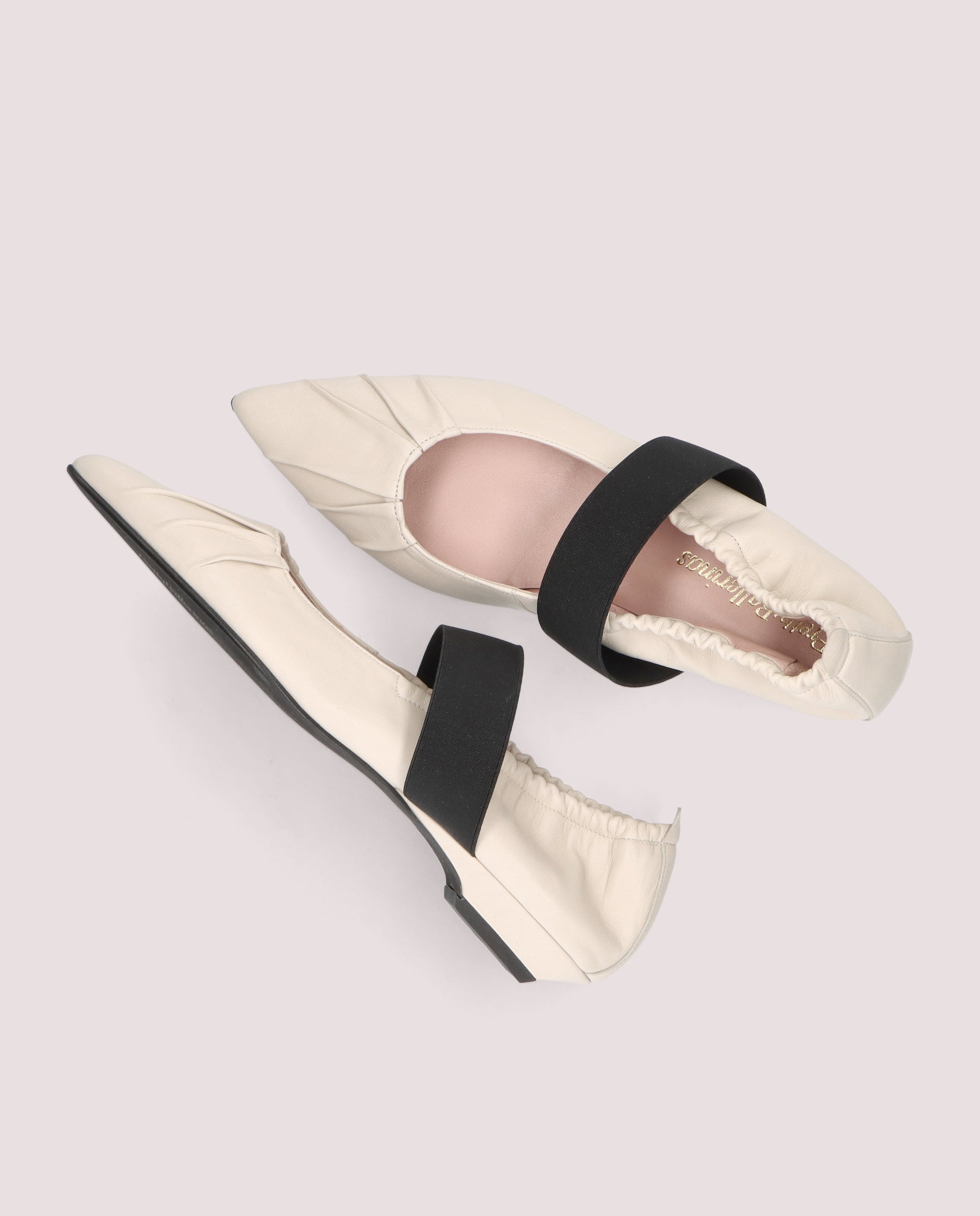 Kamala White Leather Ballerinas