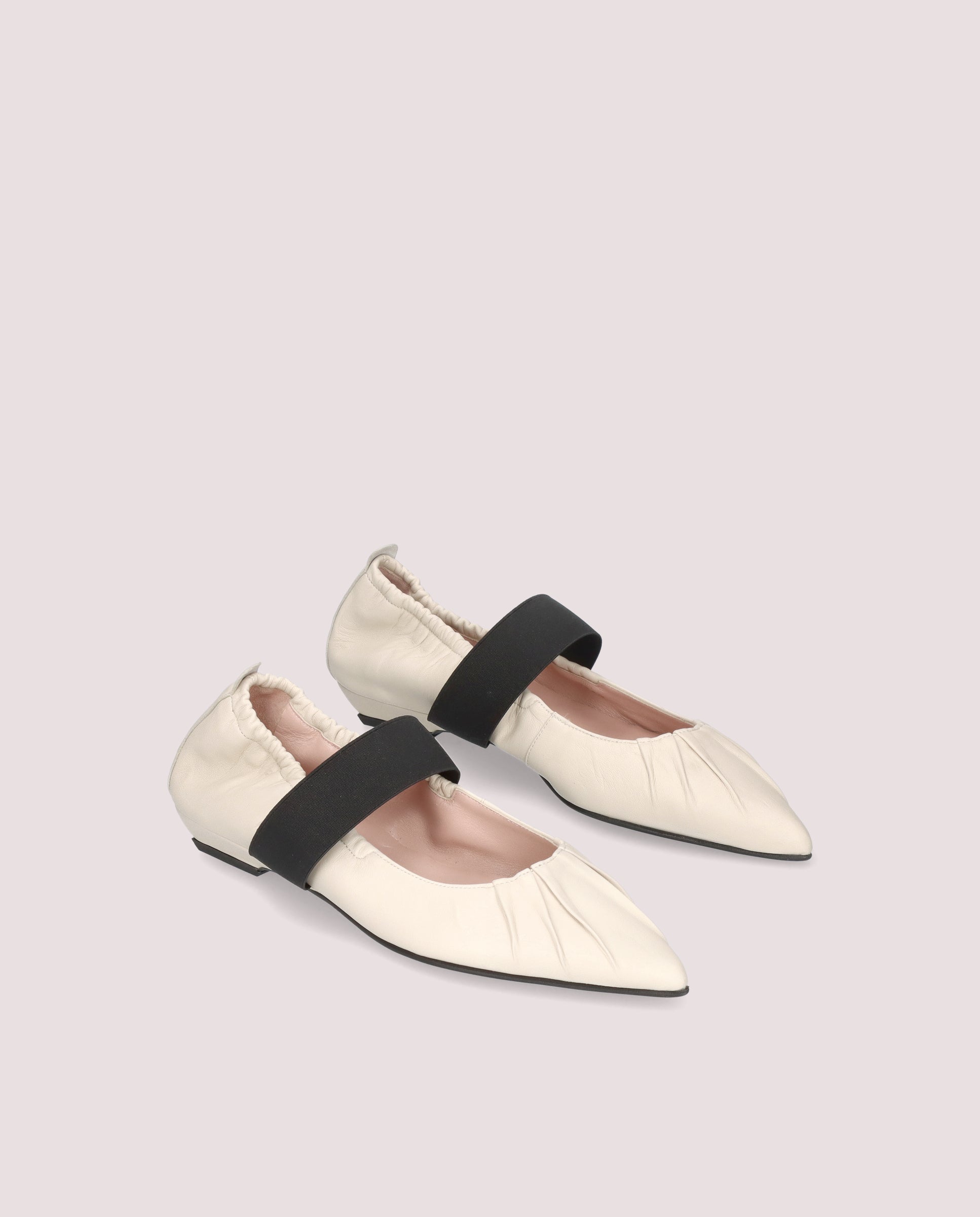 Kamala White Leather Ballerinas