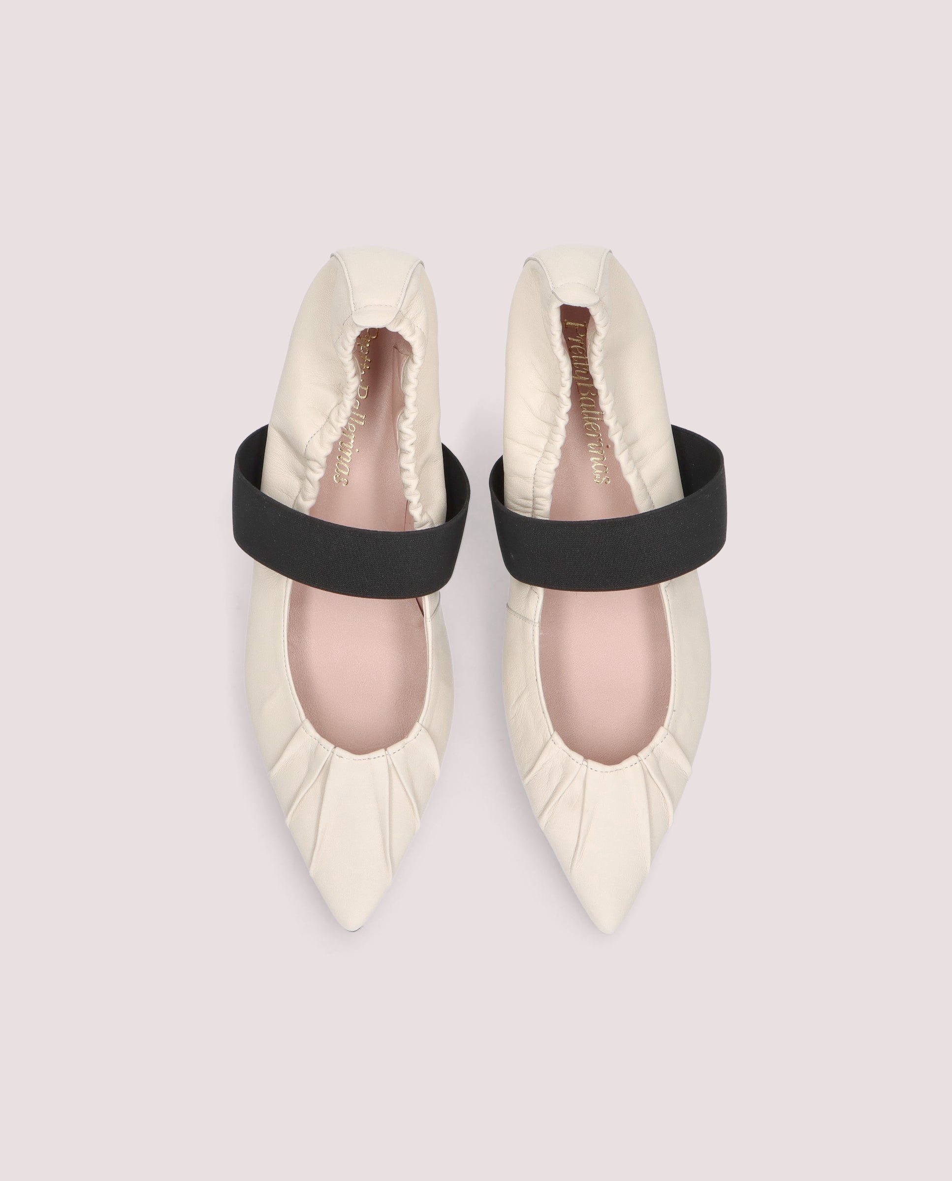 Kamala White Leather Ballerinas