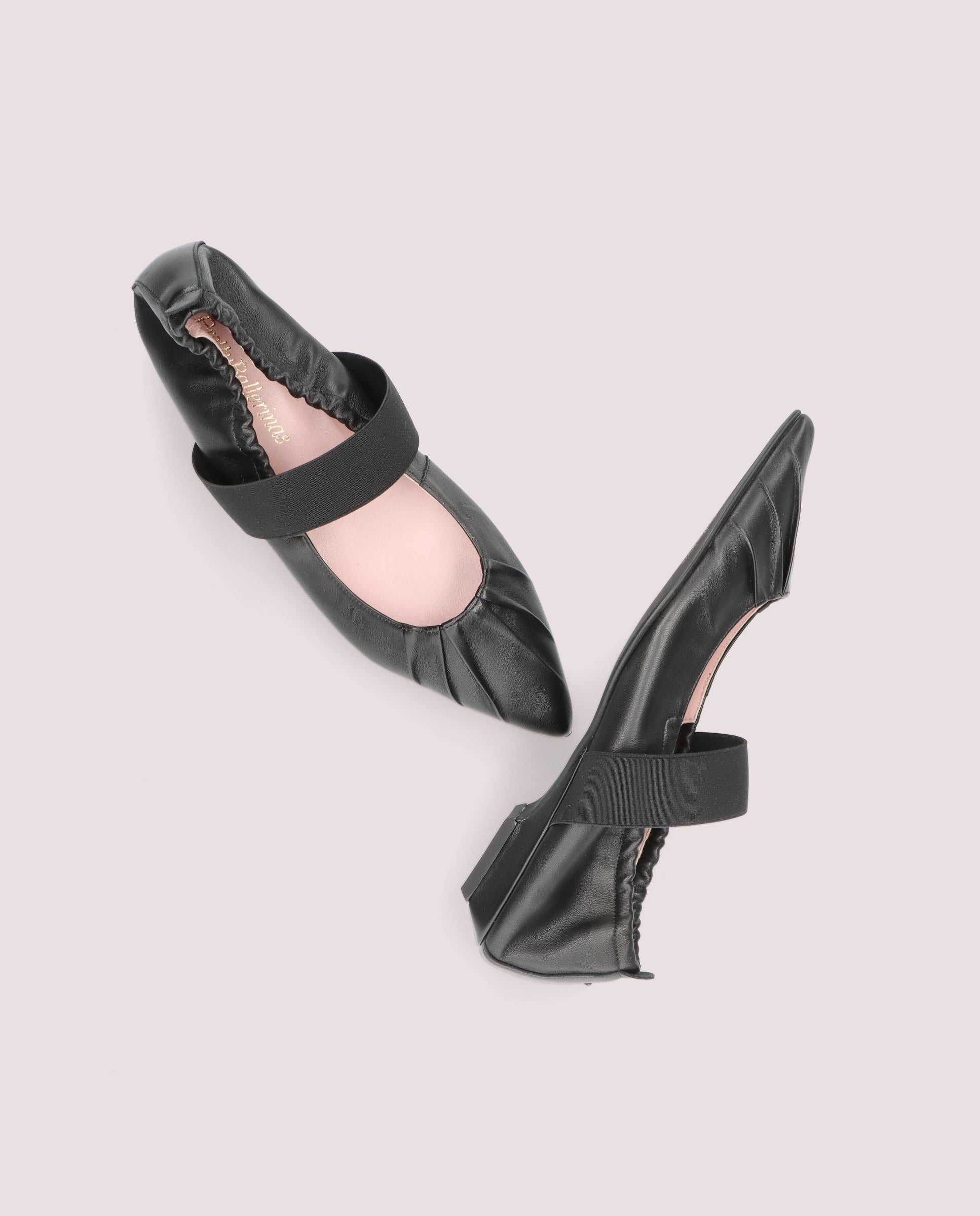 Kamala Black Leather Ballerinas