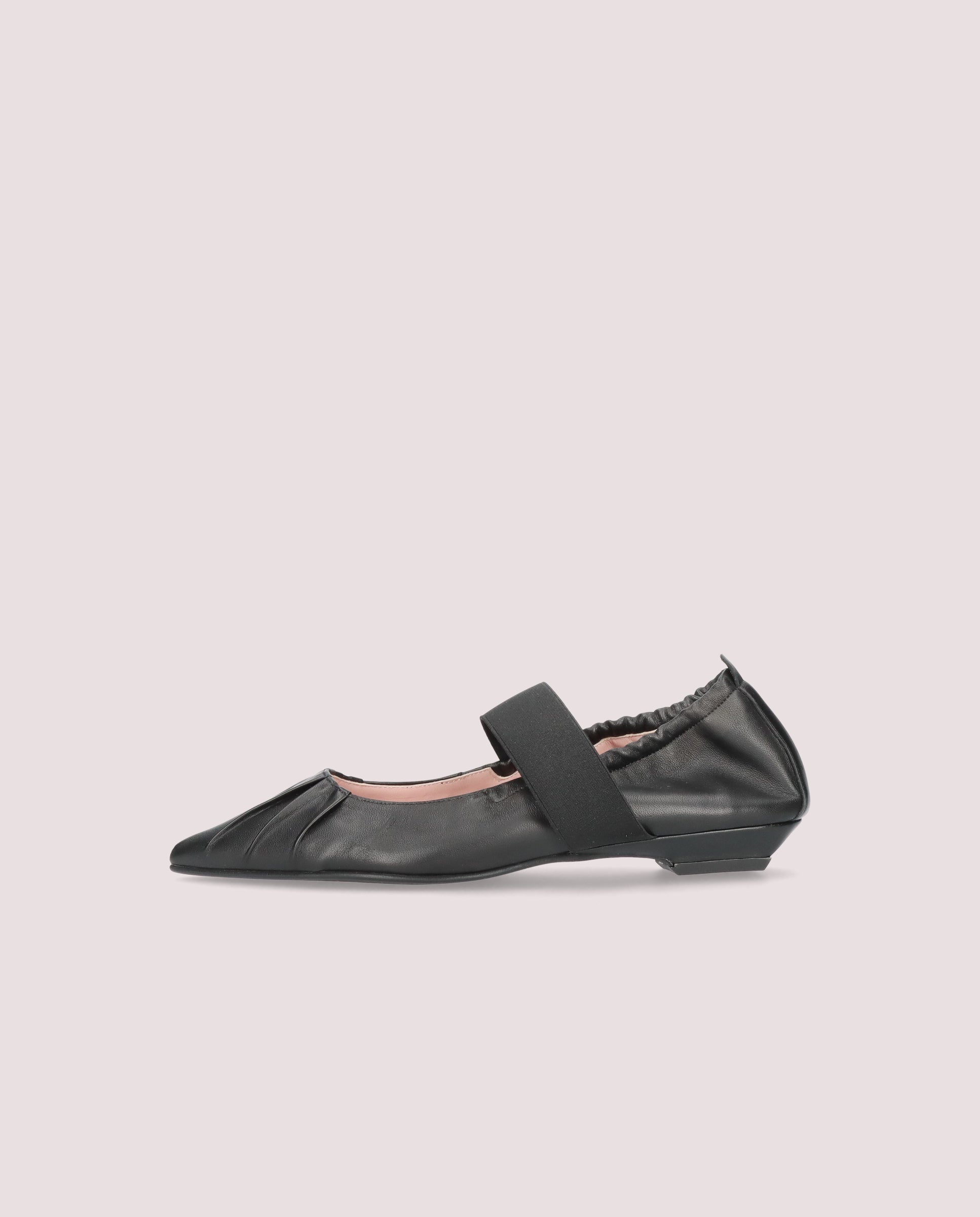 Kamala Black Leather Ballerinas