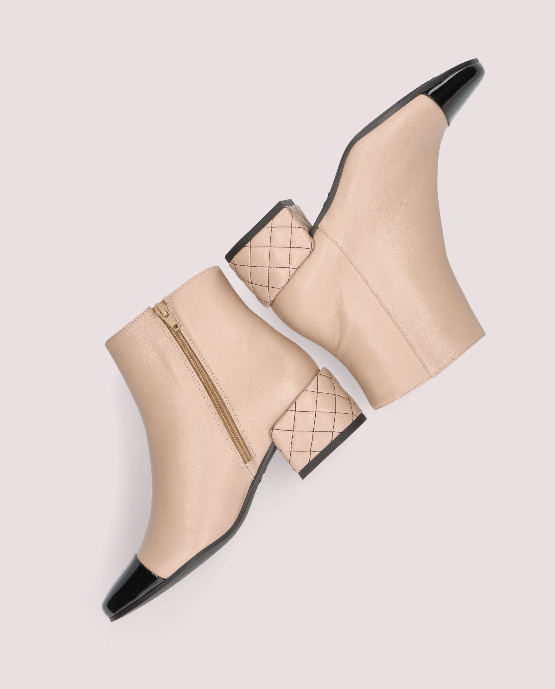 Jendayi Beige Leather Ankle Boots