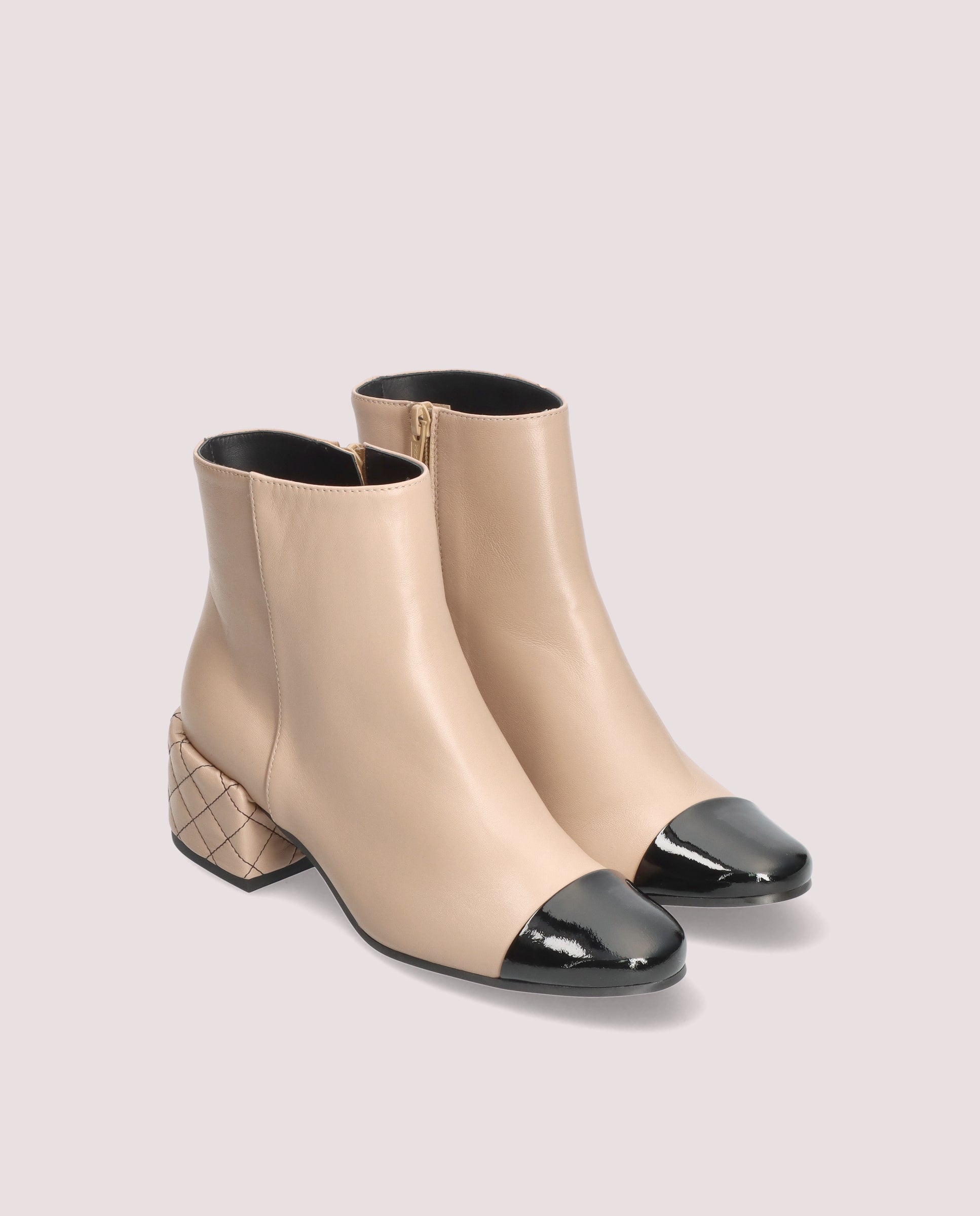 Jendayi Beige Leather Ankle Boots