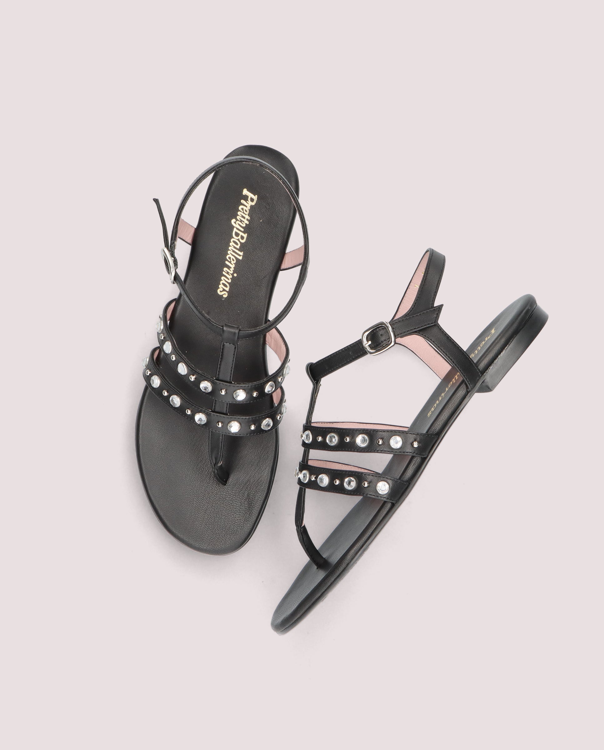 Judy Black Leather Sandals