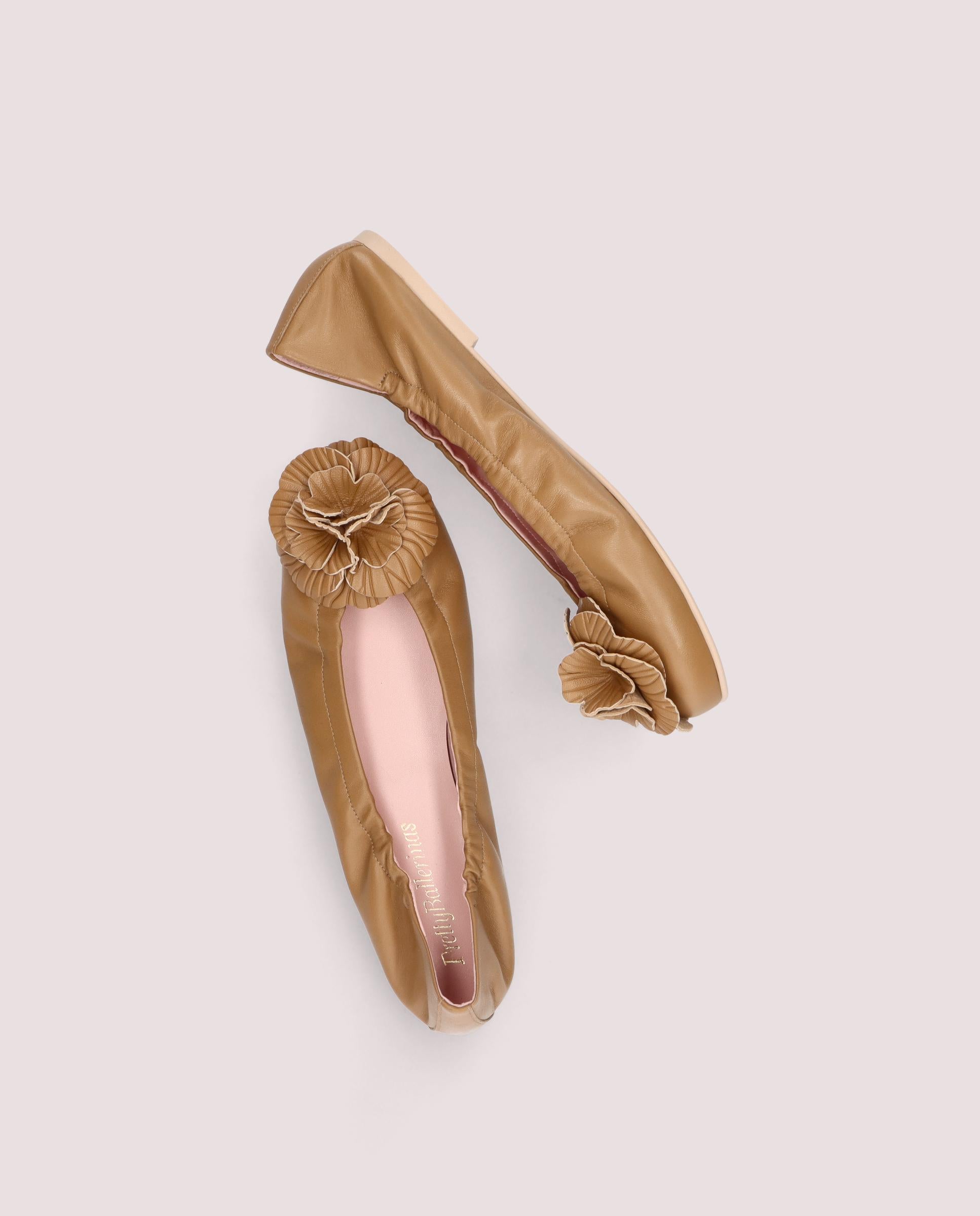 Rosario Brown Leather Ballerinas